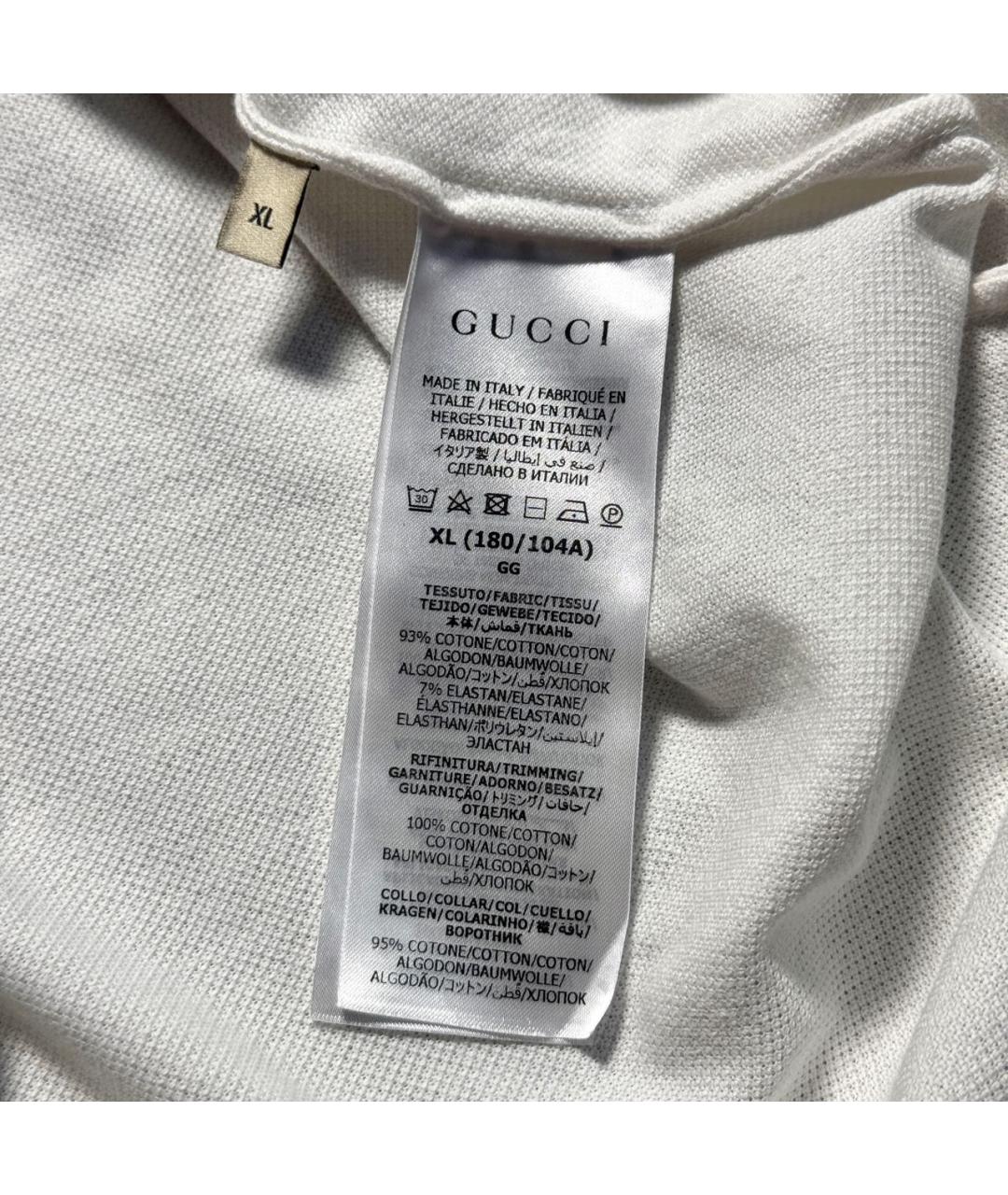 GUCCI Белое хлопко-эластановое поло с коротким рукавом, фото 5