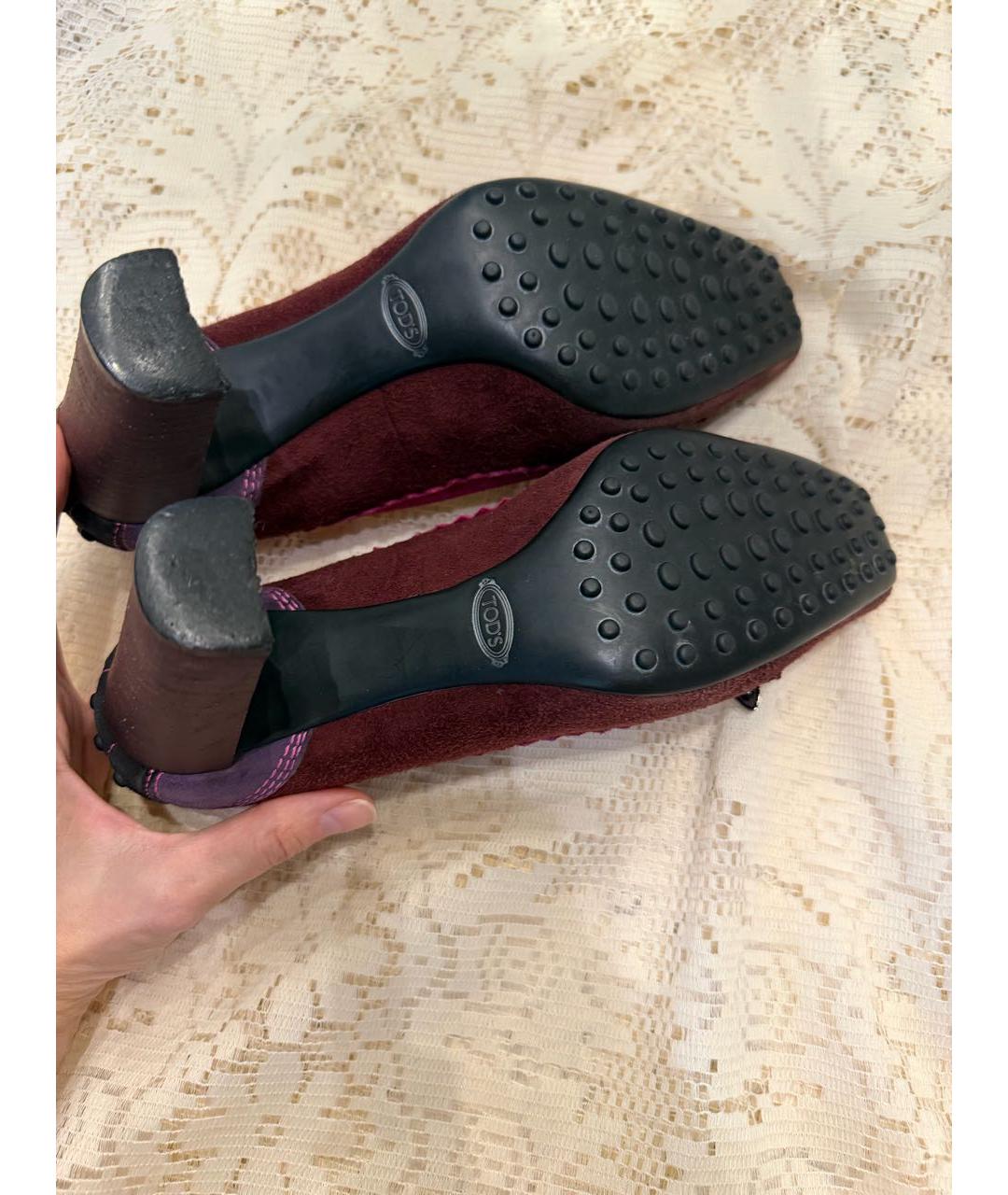 TOD'S Бордовые замшевые туфли, фото 5