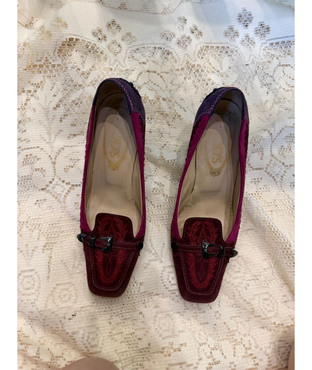 TOD'S Бордовые замшевые туфли, фото 2