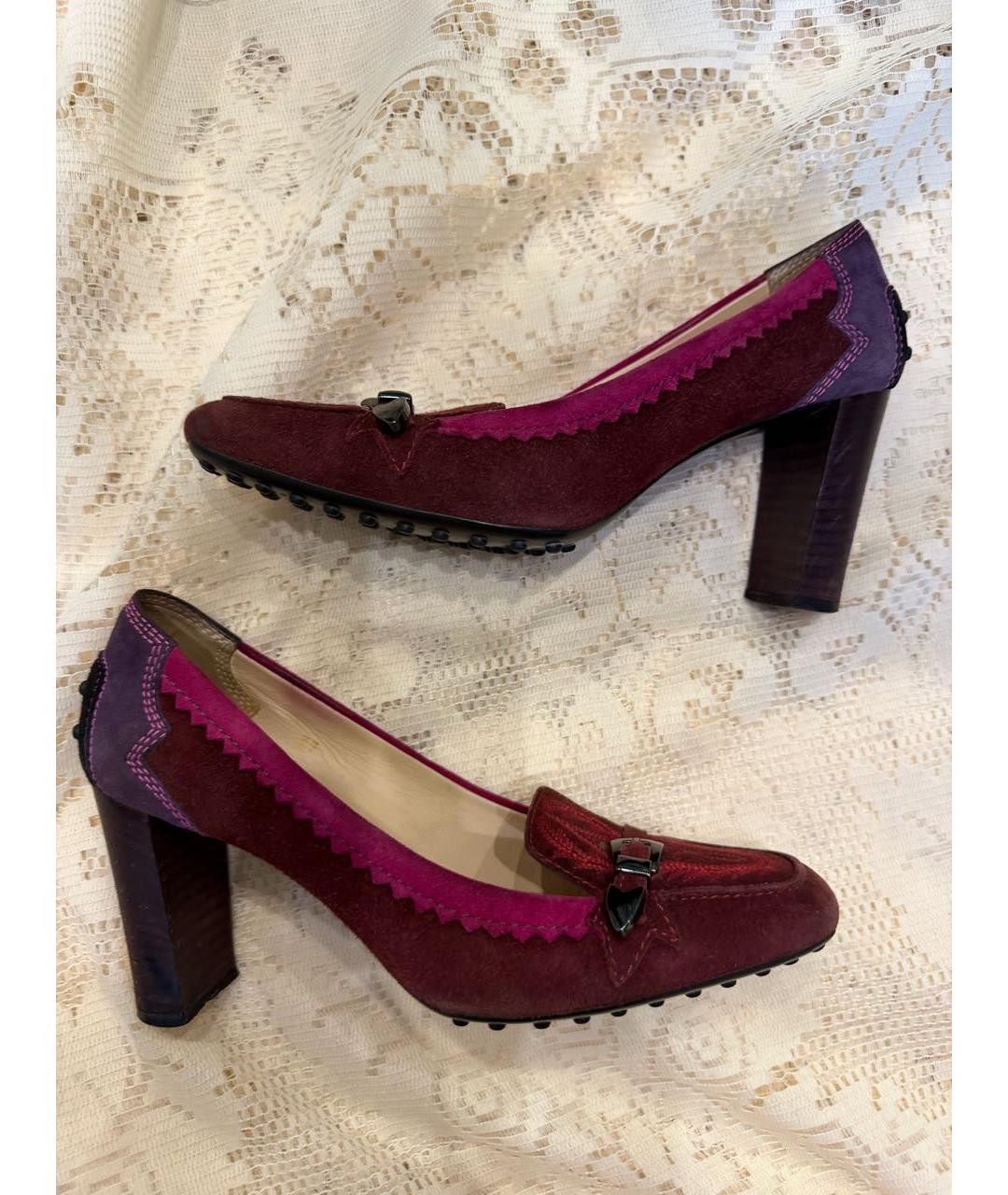 TOD'S Бордовые замшевые туфли, фото 6