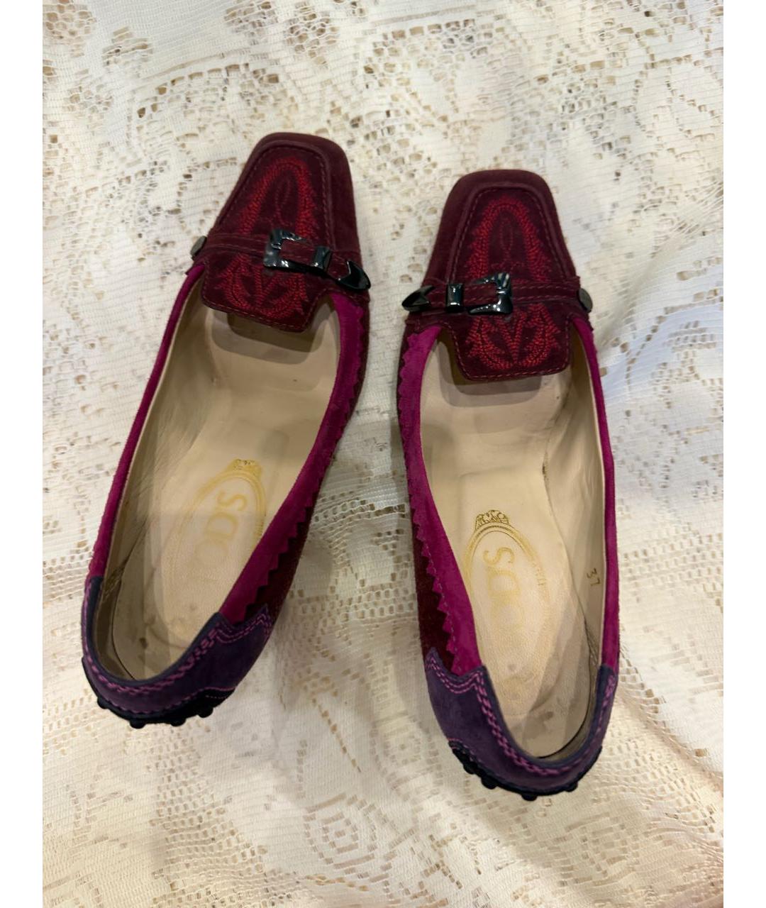 TOD'S Бордовые замшевые туфли, фото 3