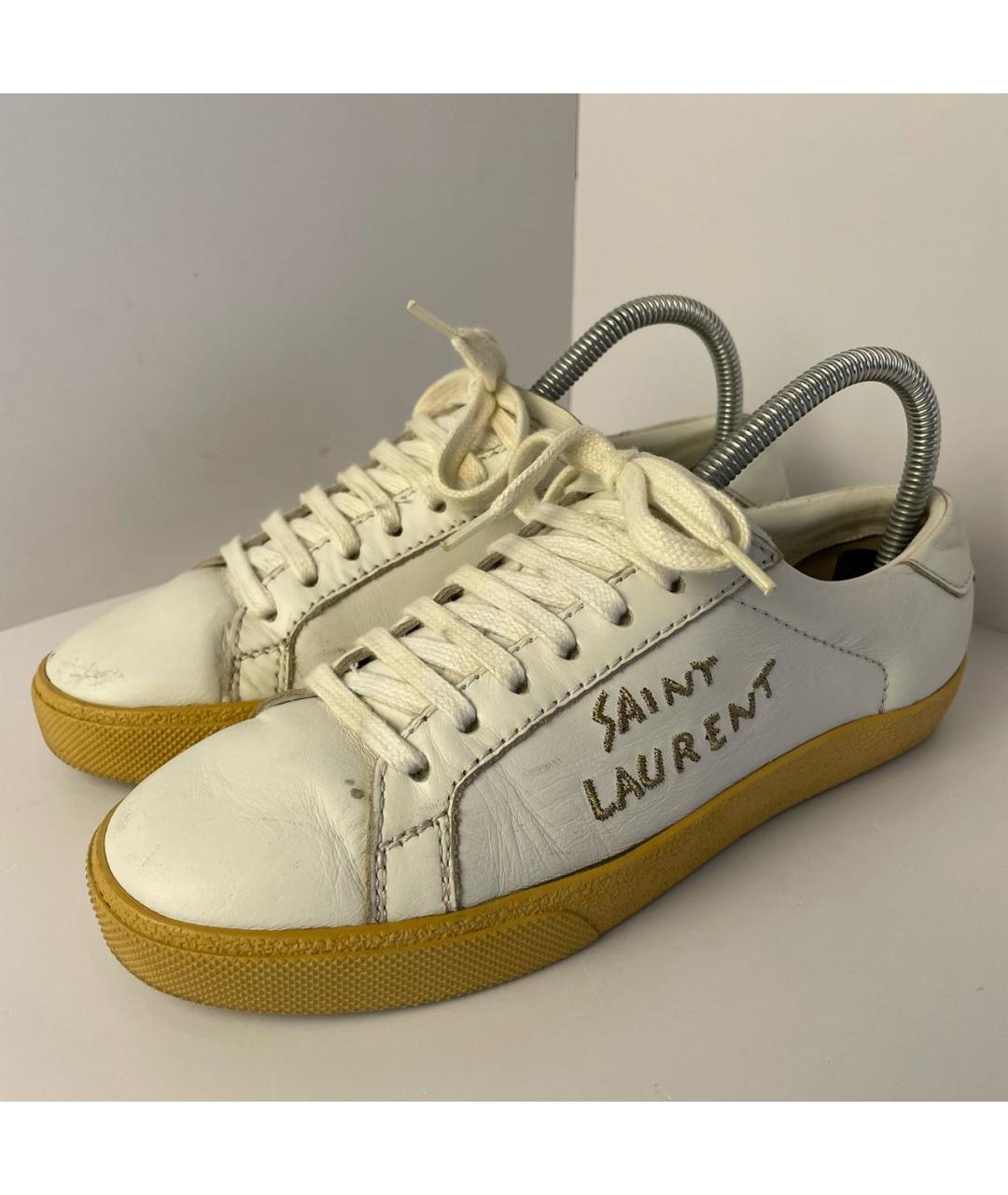 SAINT LAURENT Белые кожаные кеды, фото 5