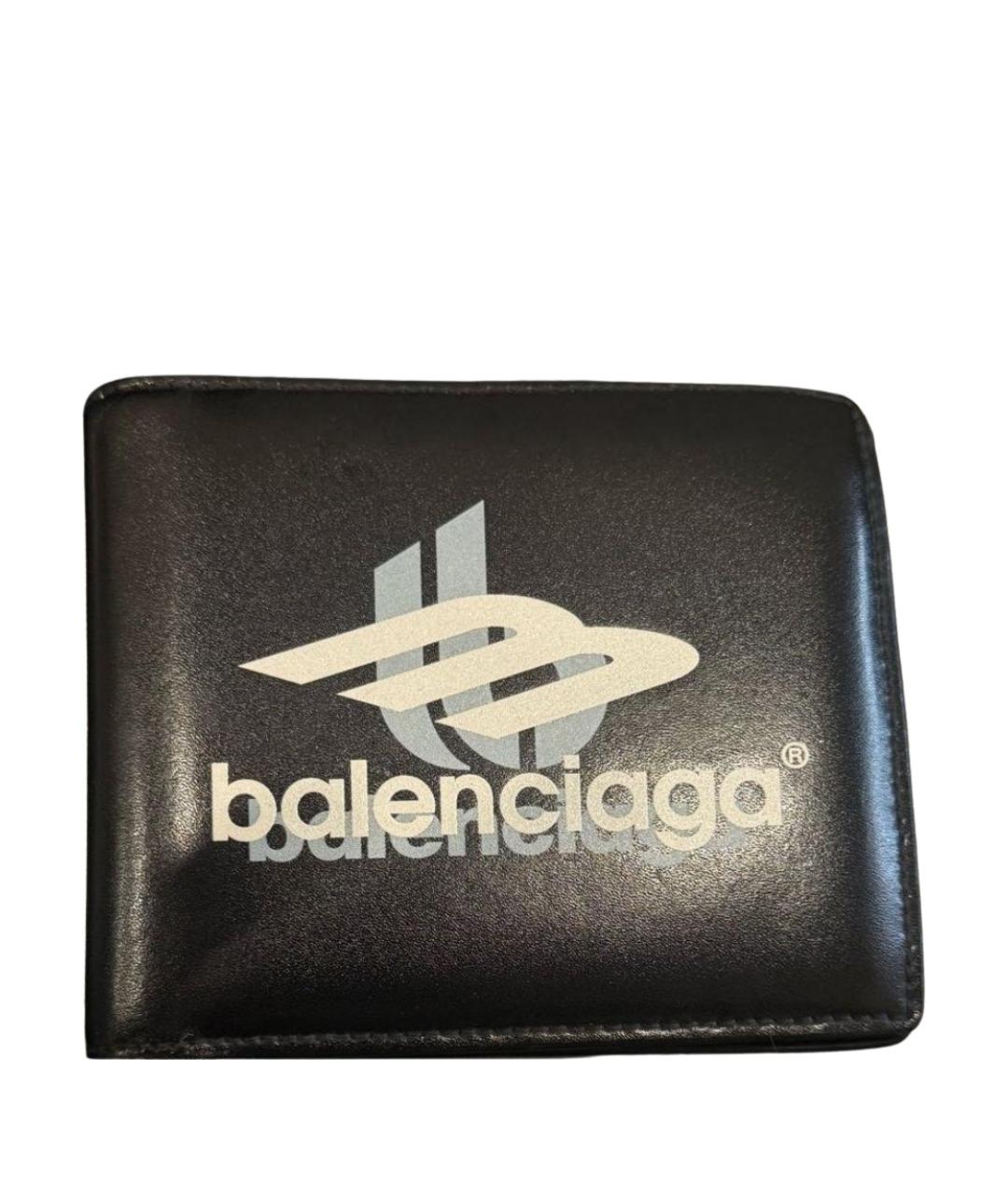 BALENCIAGA Антрацитовый кожаный кошелек, фото 1