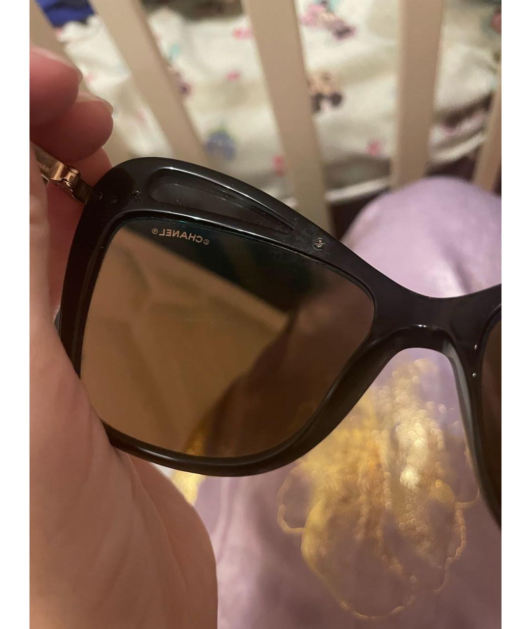 CHANEL Золотые пластиковые солнцезащитные очки, фото 8
