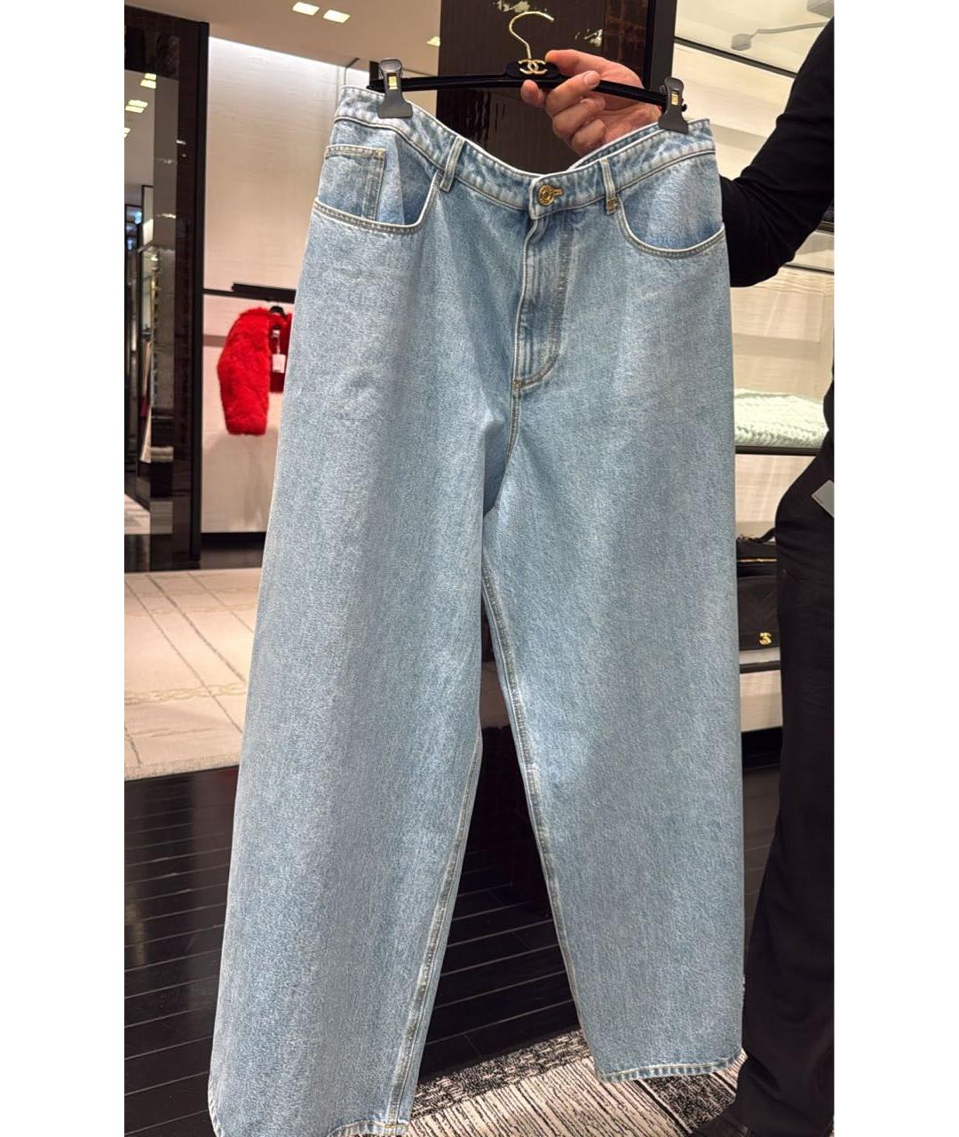 CHANEL Голубые хлопковые прямые джинсы, фото 2