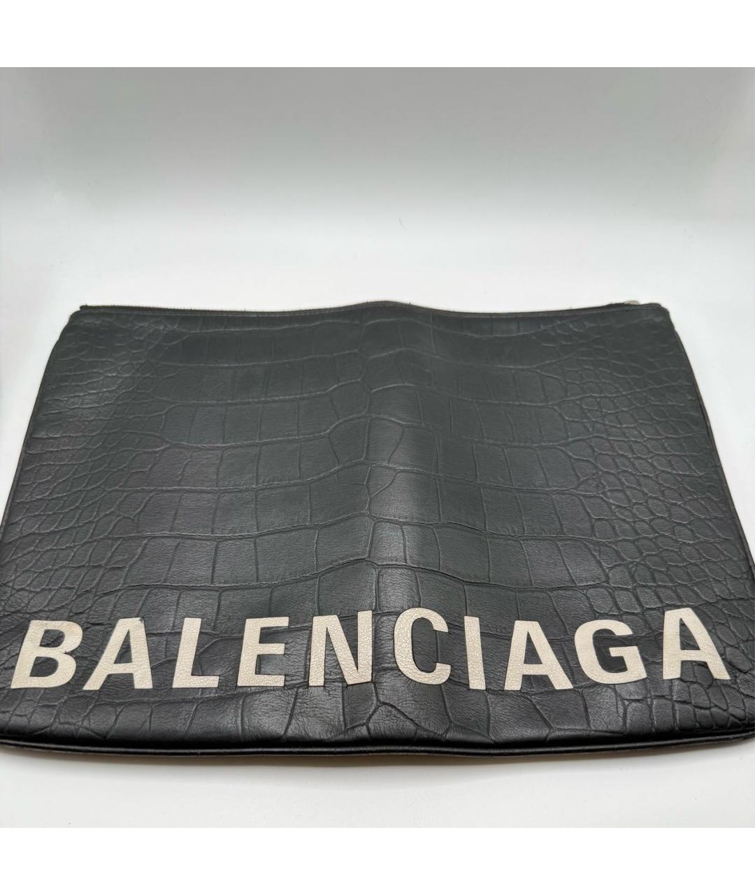 BALENCIAGA Черная кожаная барсетка, фото 2