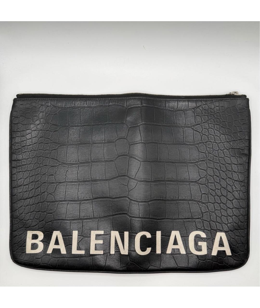 BALENCIAGA Черная кожаная барсетка, фото 8