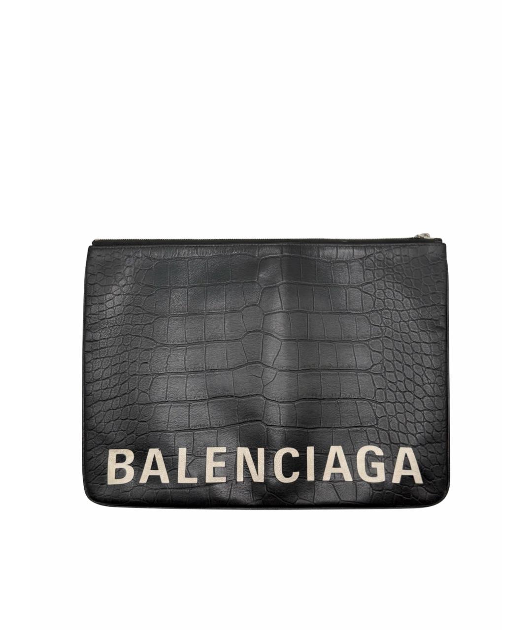 BALENCIAGA Черная кожаная барсетка, фото 1