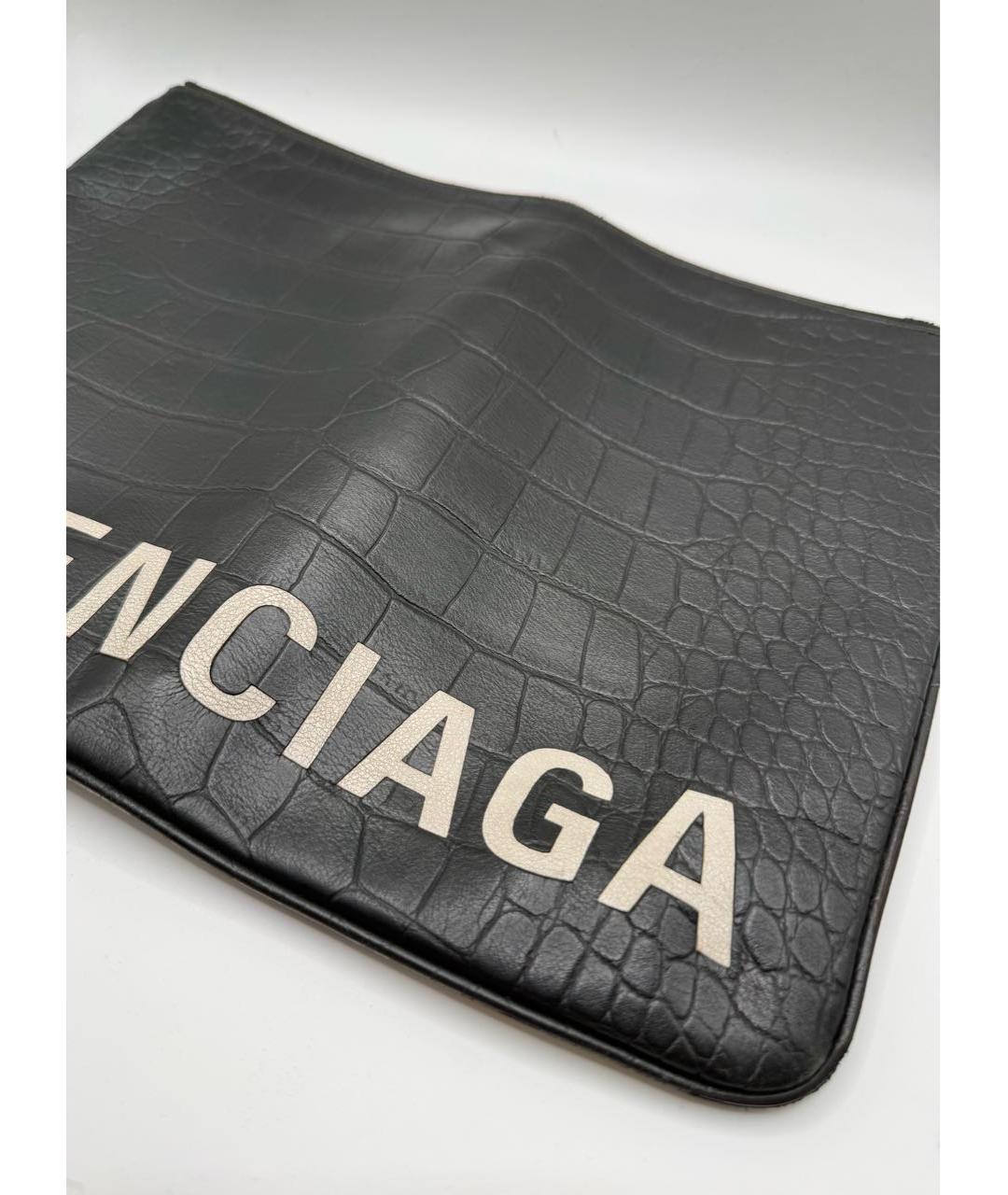 BALENCIAGA Черная кожаная барсетка, фото 4