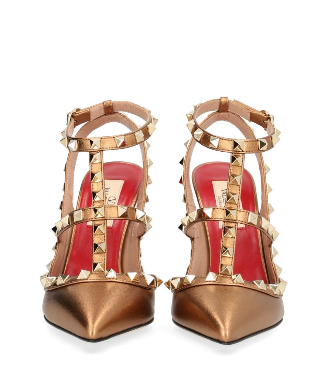 VALENTINO Золотые кожаные босоножки, фото 5