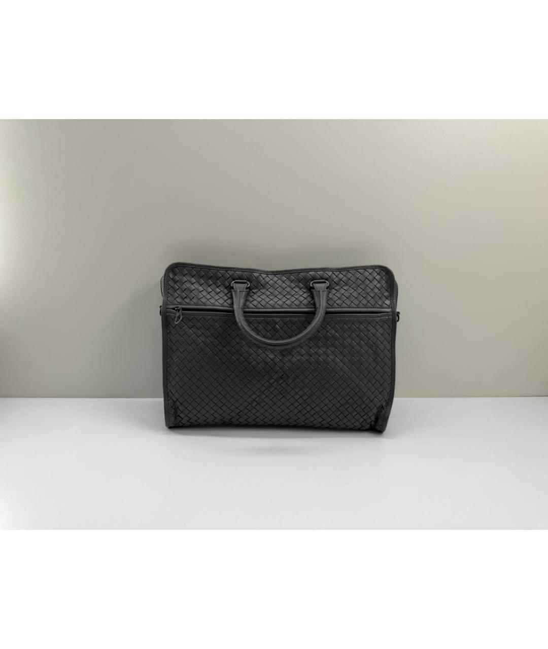 BOTTEGA VENETA Серый кожаный портфель, фото 1