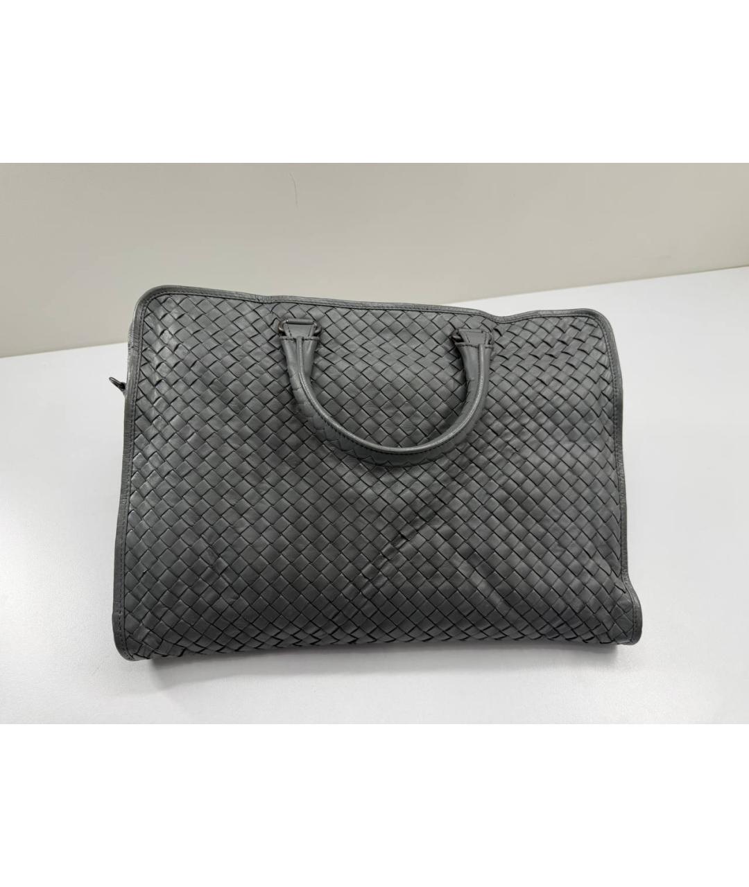 BOTTEGA VENETA Серый кожаный портфель, фото 5