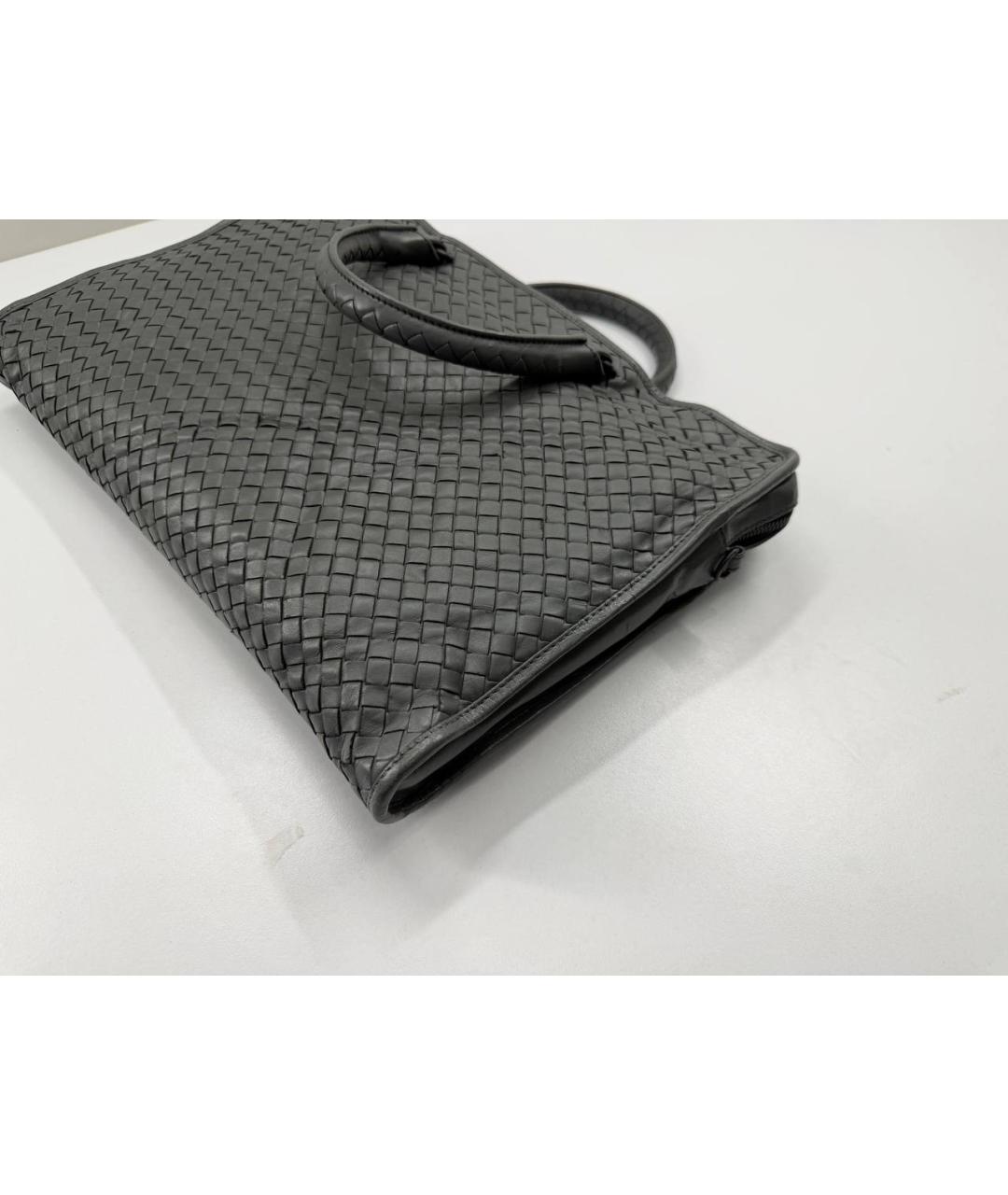 BOTTEGA VENETA Серый кожаный портфель, фото 7