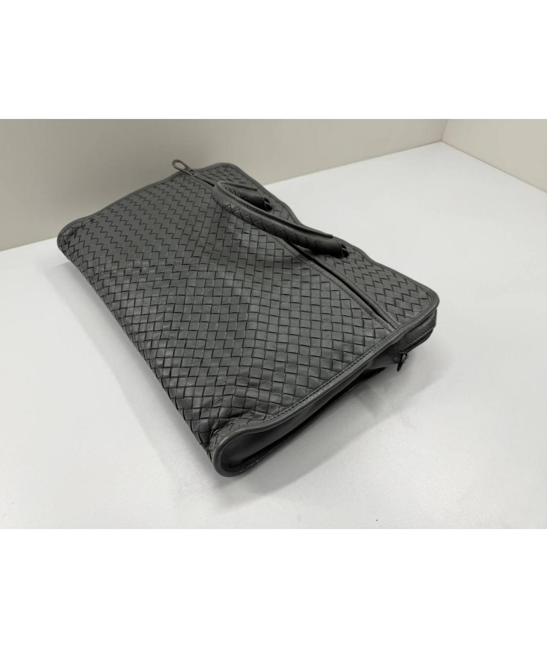 BOTTEGA VENETA Серый кожаный портфель, фото 4
