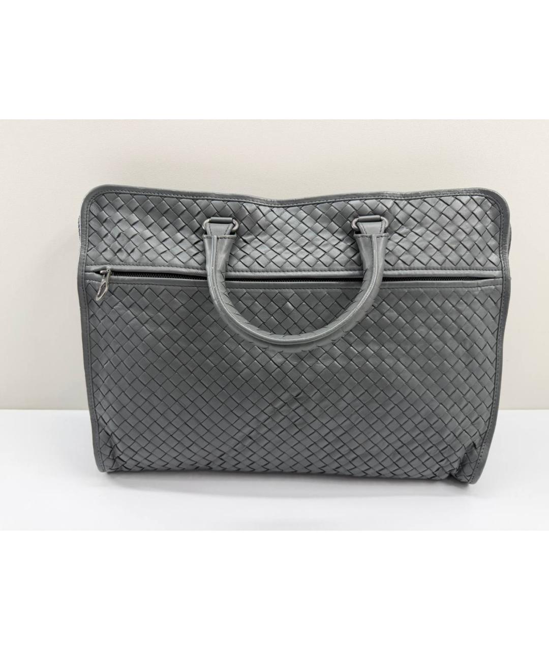 BOTTEGA VENETA Серый кожаный портфель, фото 2