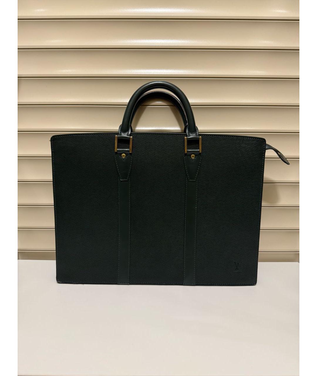 LOUIS VUITTON Зеленый кожаный портфель, фото 9