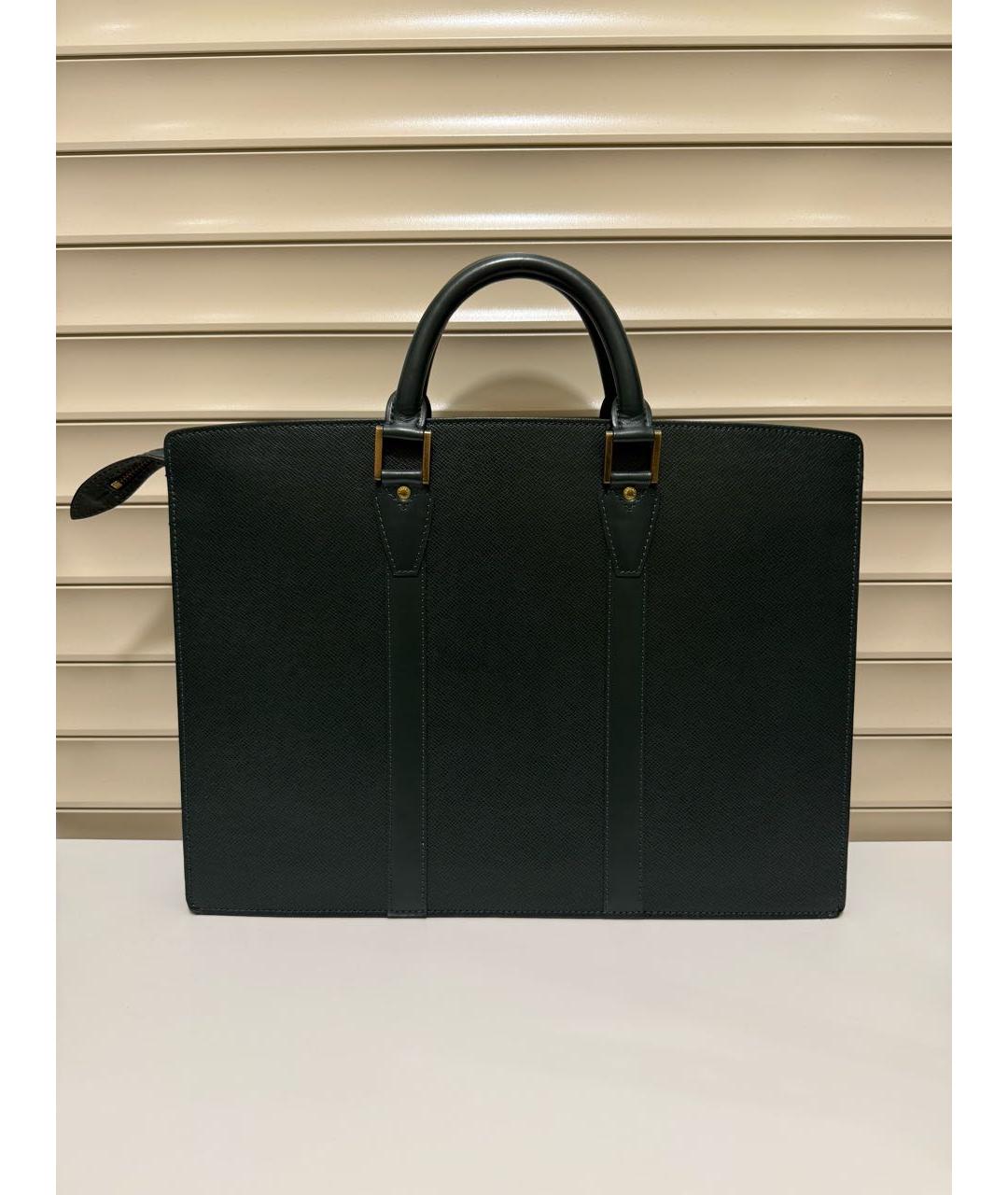 LOUIS VUITTON Зеленый кожаный портфель, фото 5