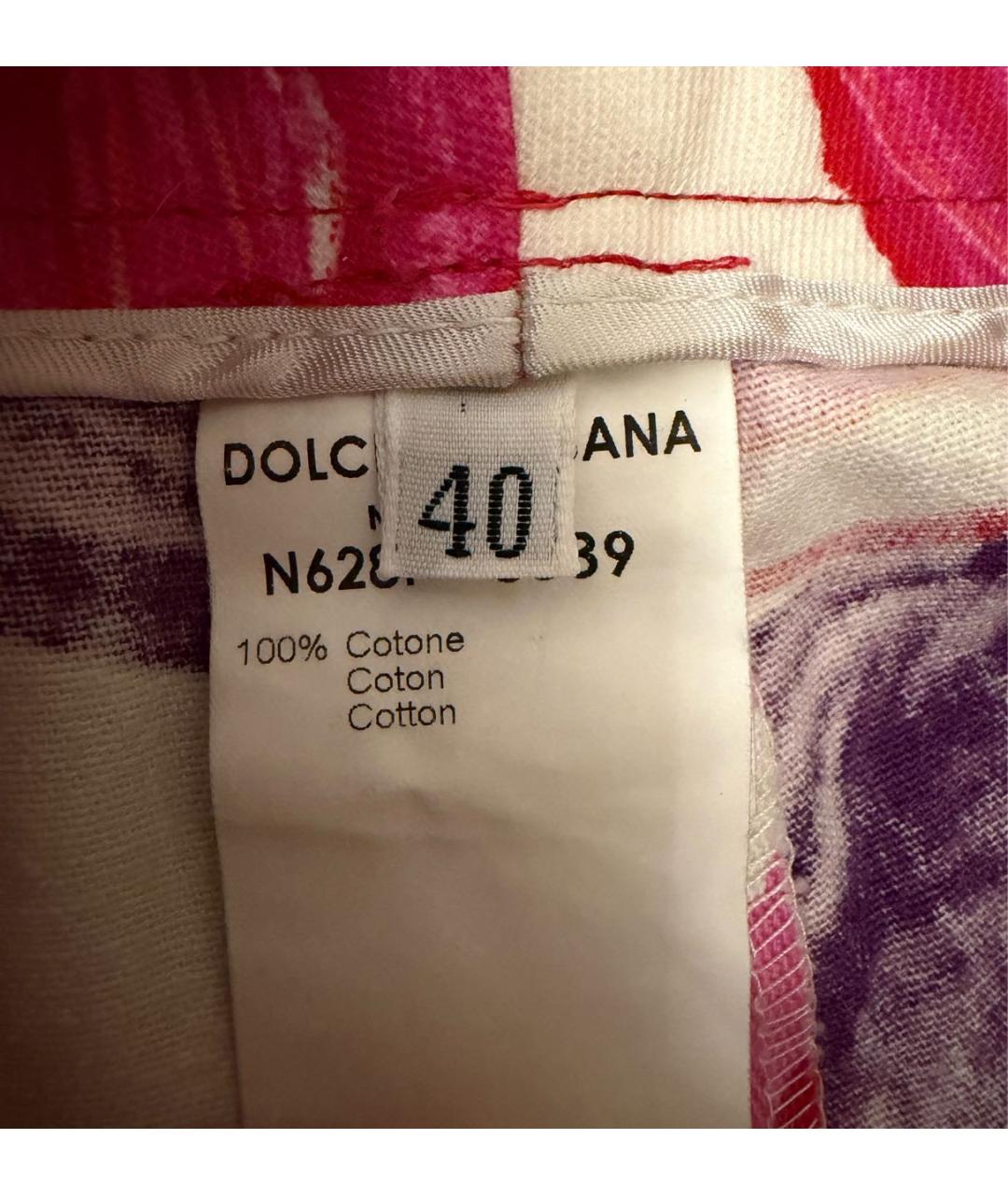 DOLCE&GABBANA Мульти хлопковые прямые брюки, фото 3