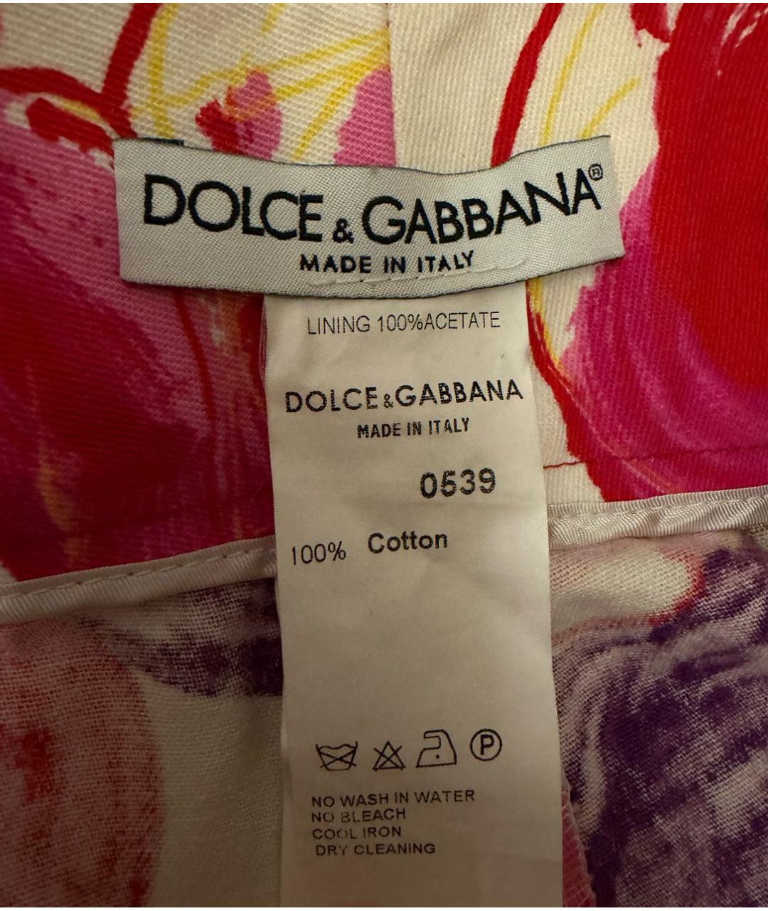 DOLCE&GABBANA Мульти хлопковые прямые брюки, фото 2