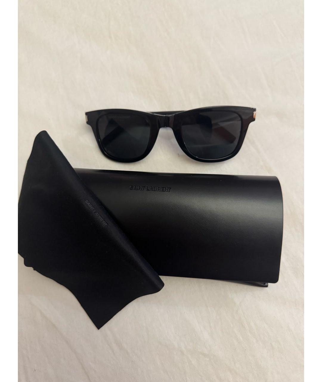 SAINT LAURENT Черные пластиковые солнцезащитные очки, фото 8