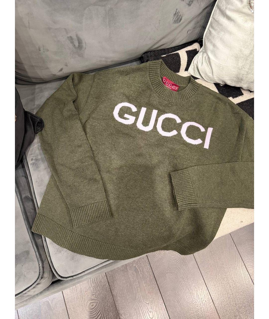 GUCCI Хаки шерстяной джемпер / свитер, фото 5
