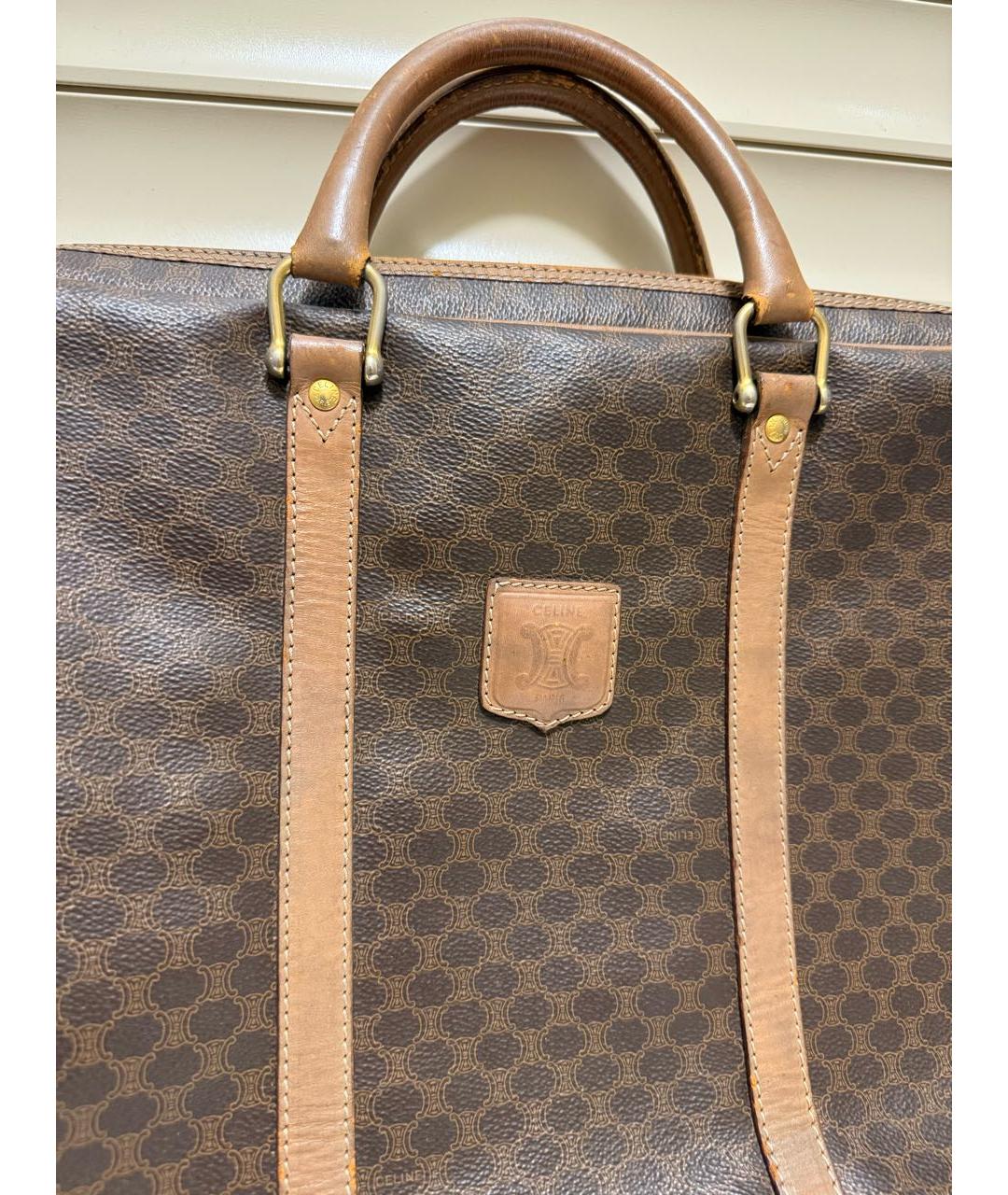 CELINE Коричневая кожаная сумка с короткими ручками, фото 2
