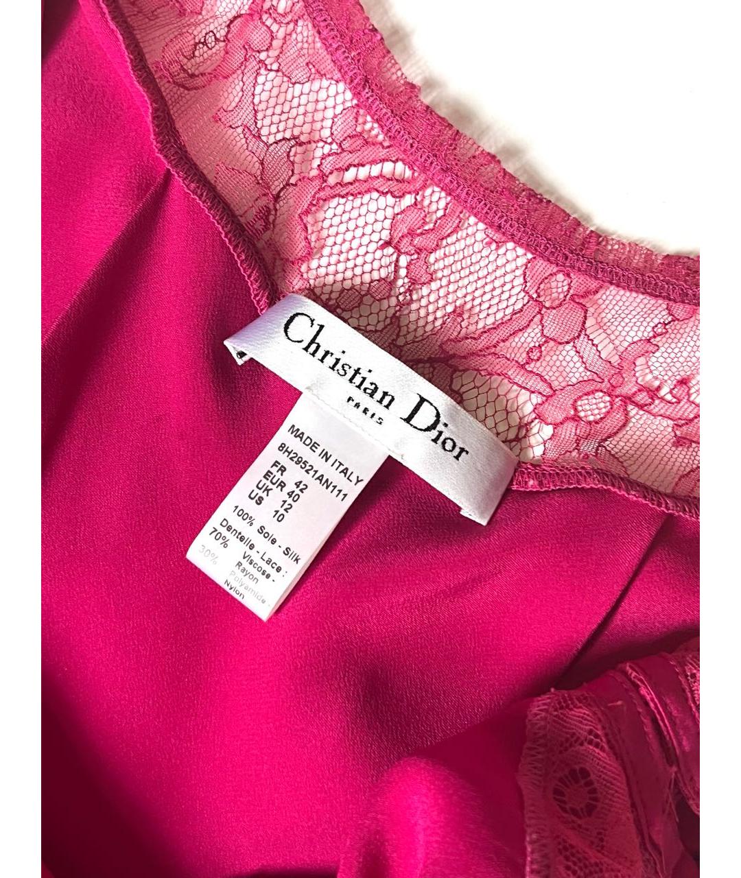 CHRISTIAN DIOR Фуксия шелковая блузы, фото 3