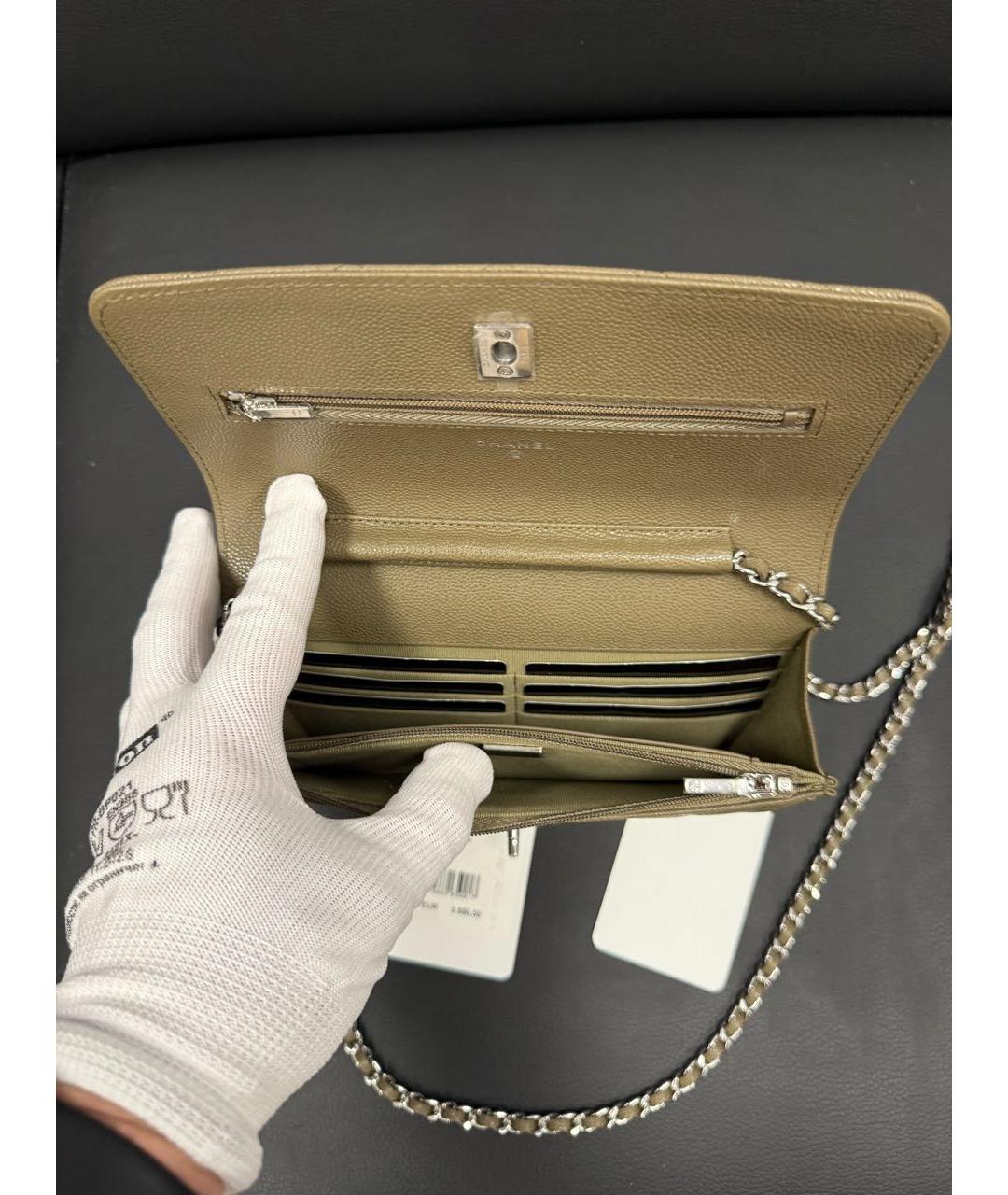 CHANEL Хаки кожаная сумка через плечо, фото 4