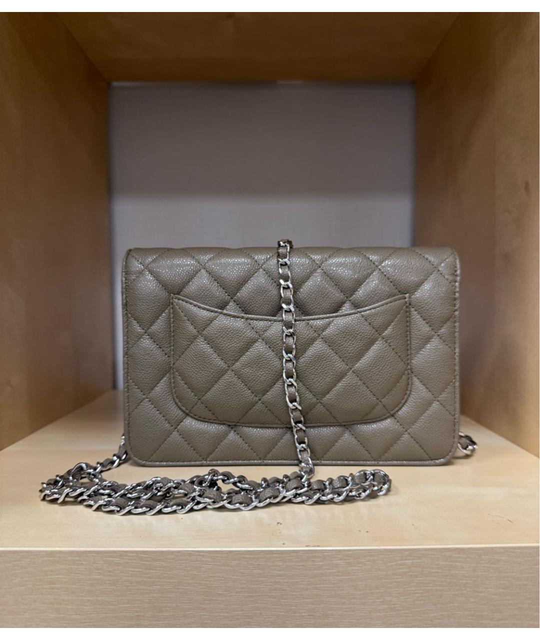 CHANEL Хаки кожаная сумка через плечо, фото 3