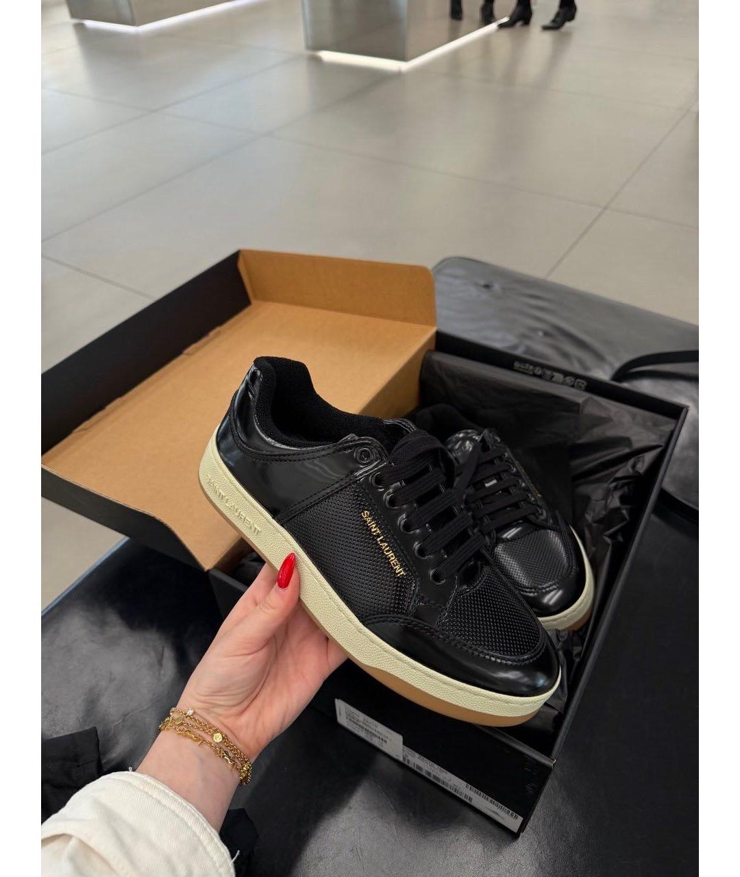 SAINT LAURENT Черные кожаные кроссовки, фото 2