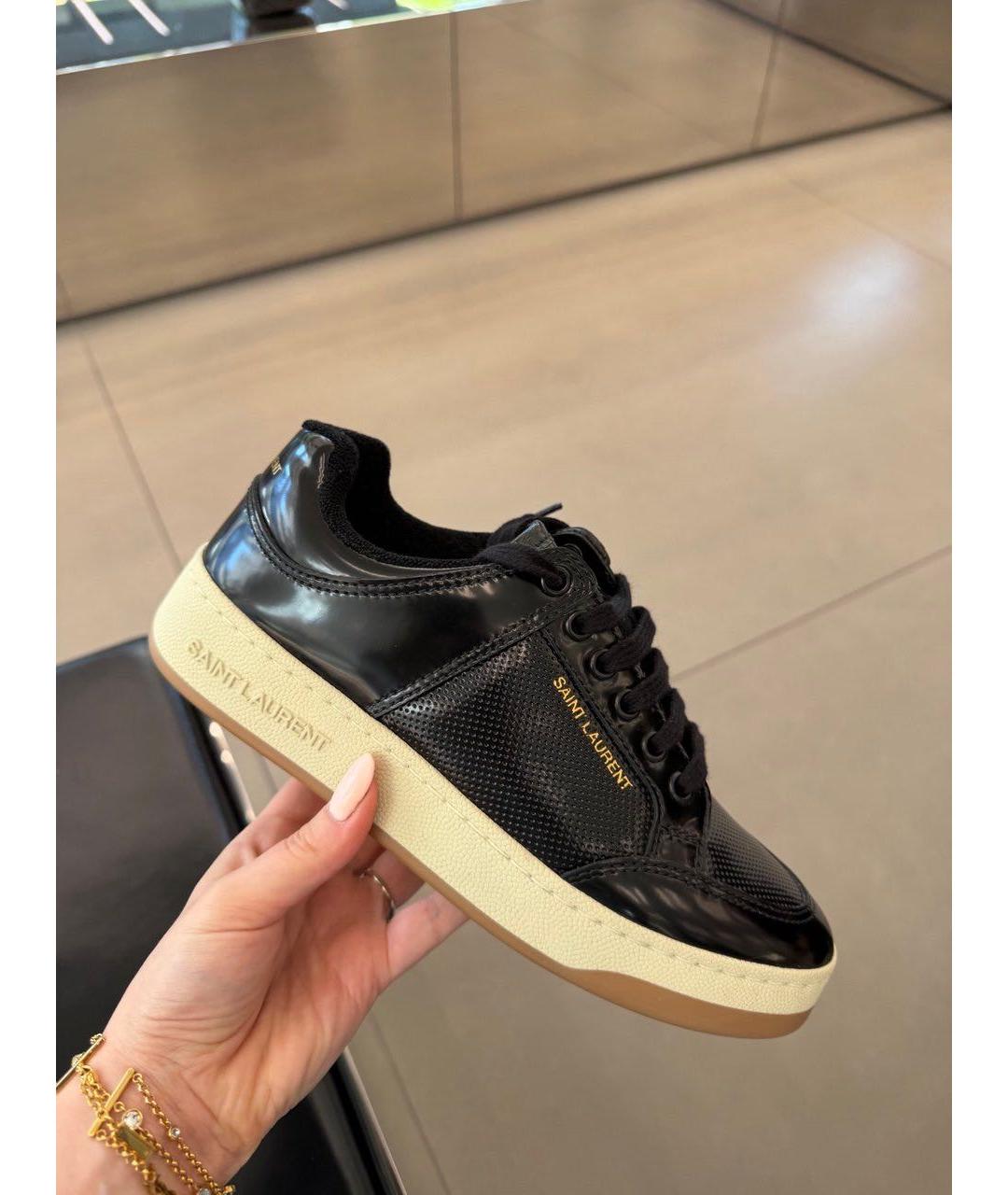 SAINT LAURENT Черные кожаные кроссовки, фото 1