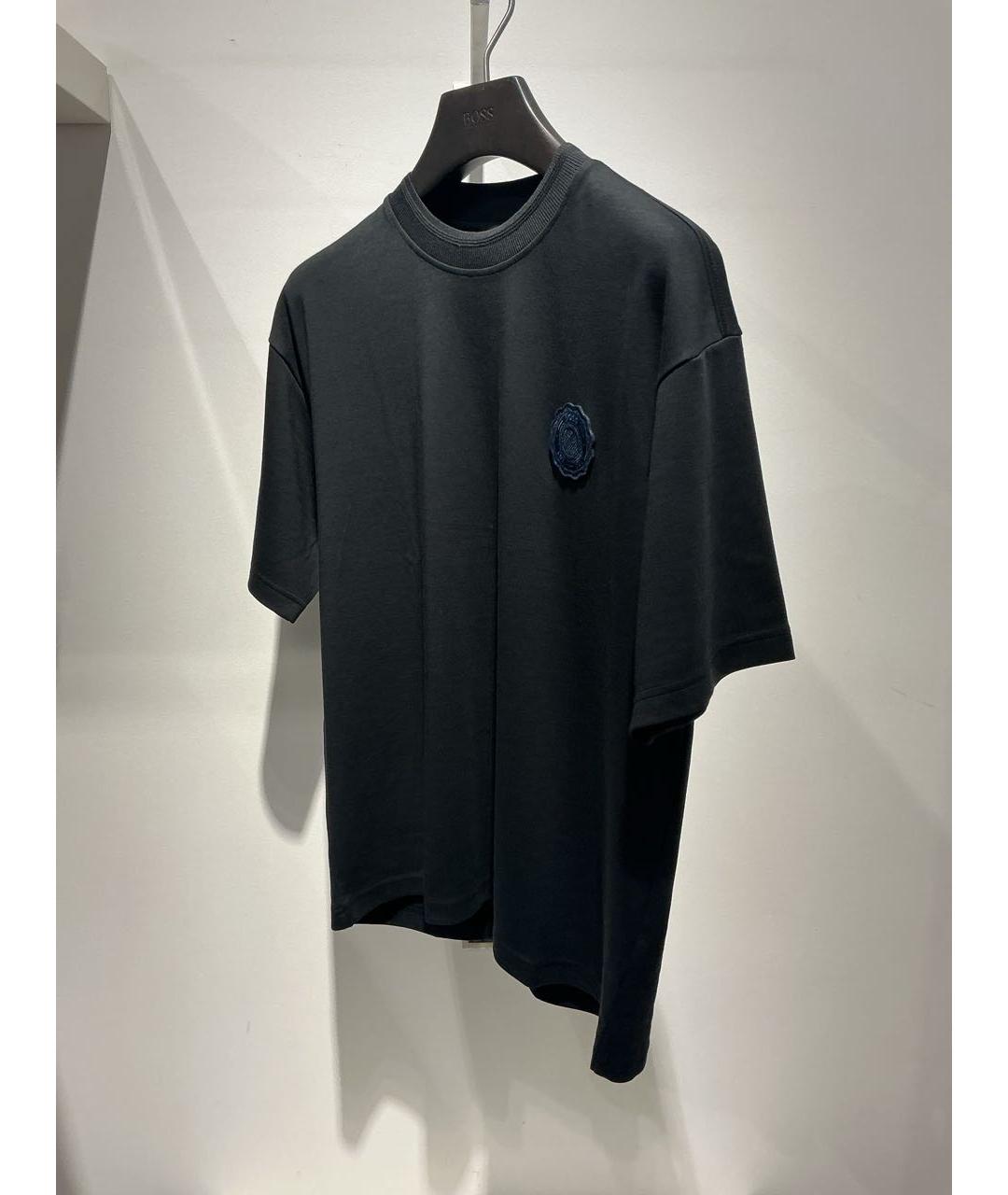 HUGO BOSS Черная хлопко-эластановая футболка, фото 2