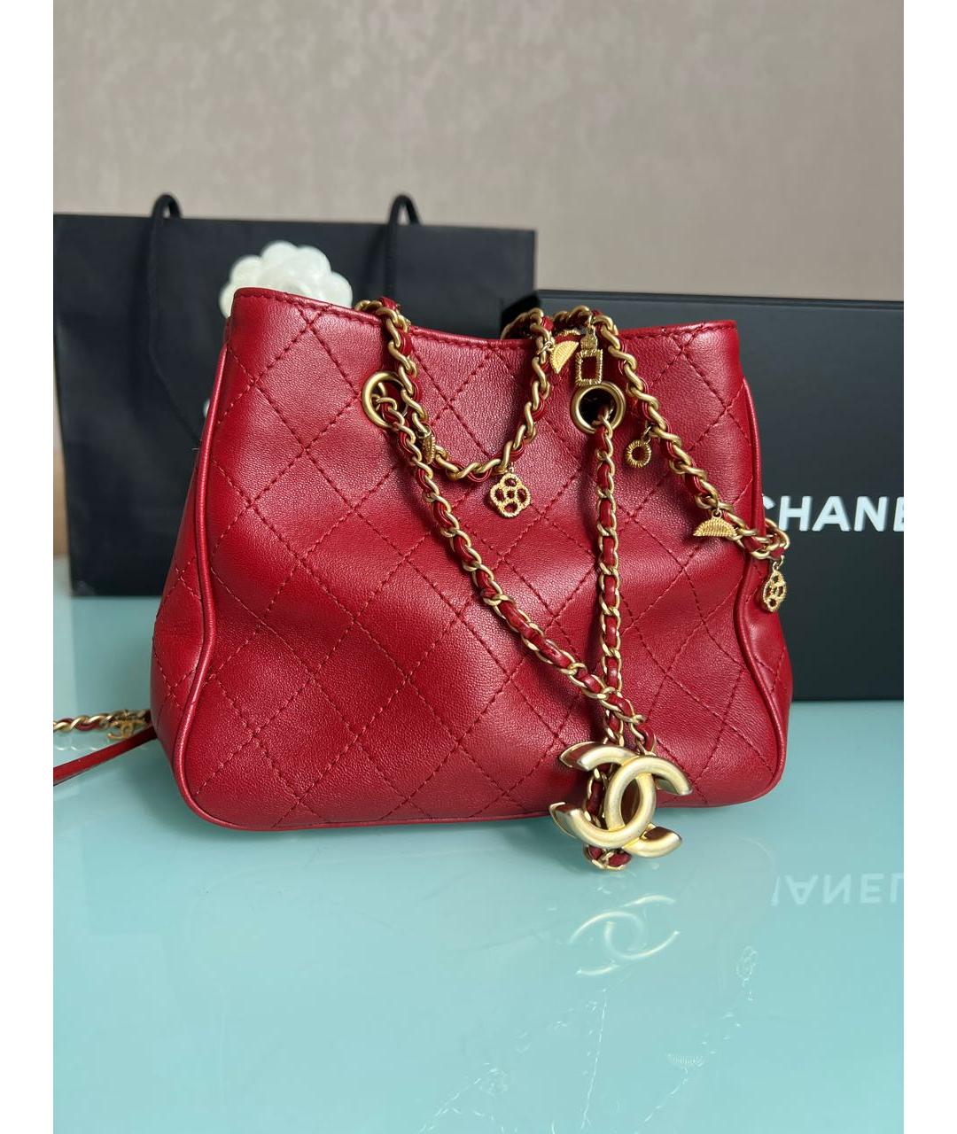 CHANEL Бордовая кожаная сумка через плечо, фото 3