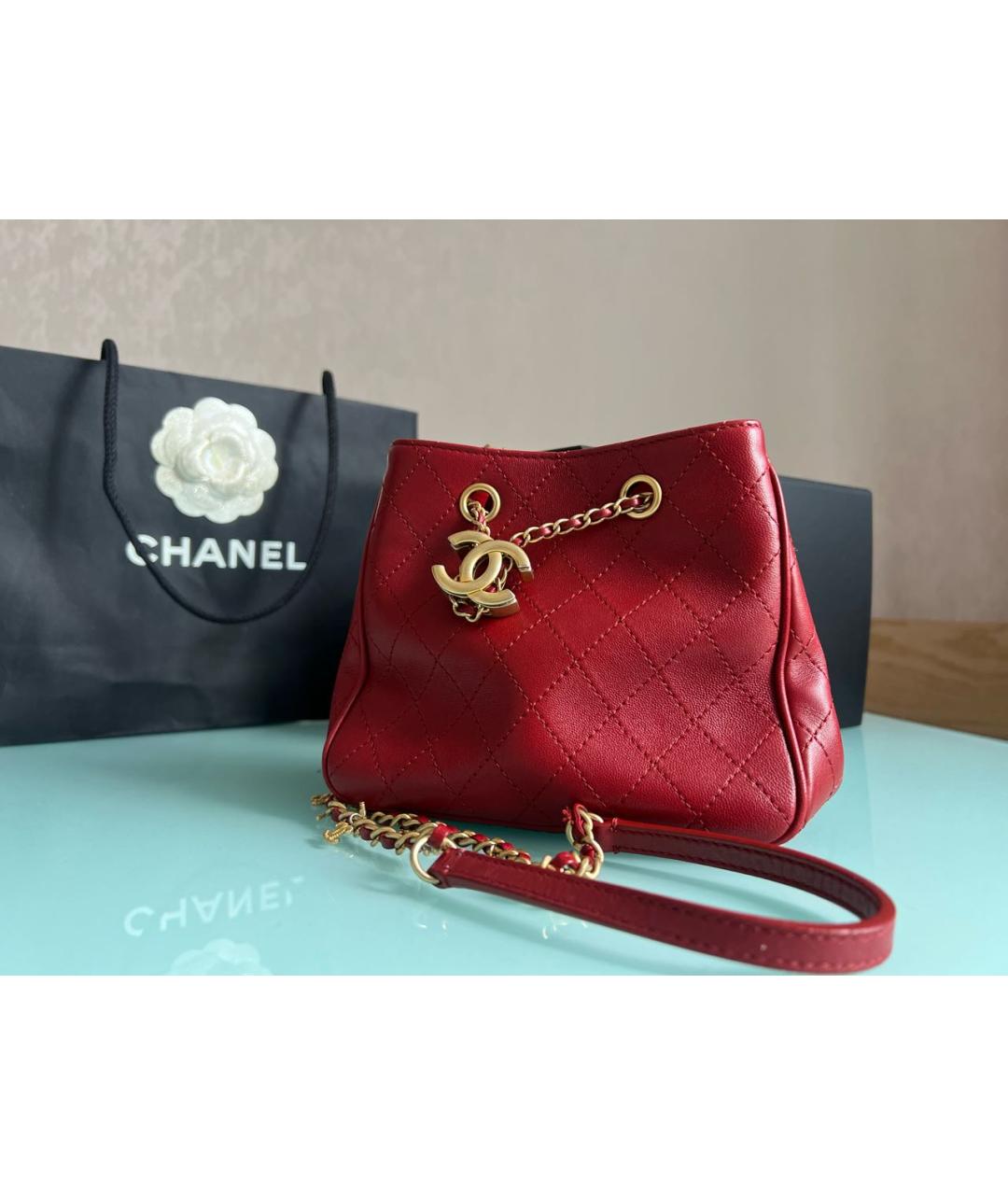 CHANEL Бордовая кожаная сумка через плечо, фото 2