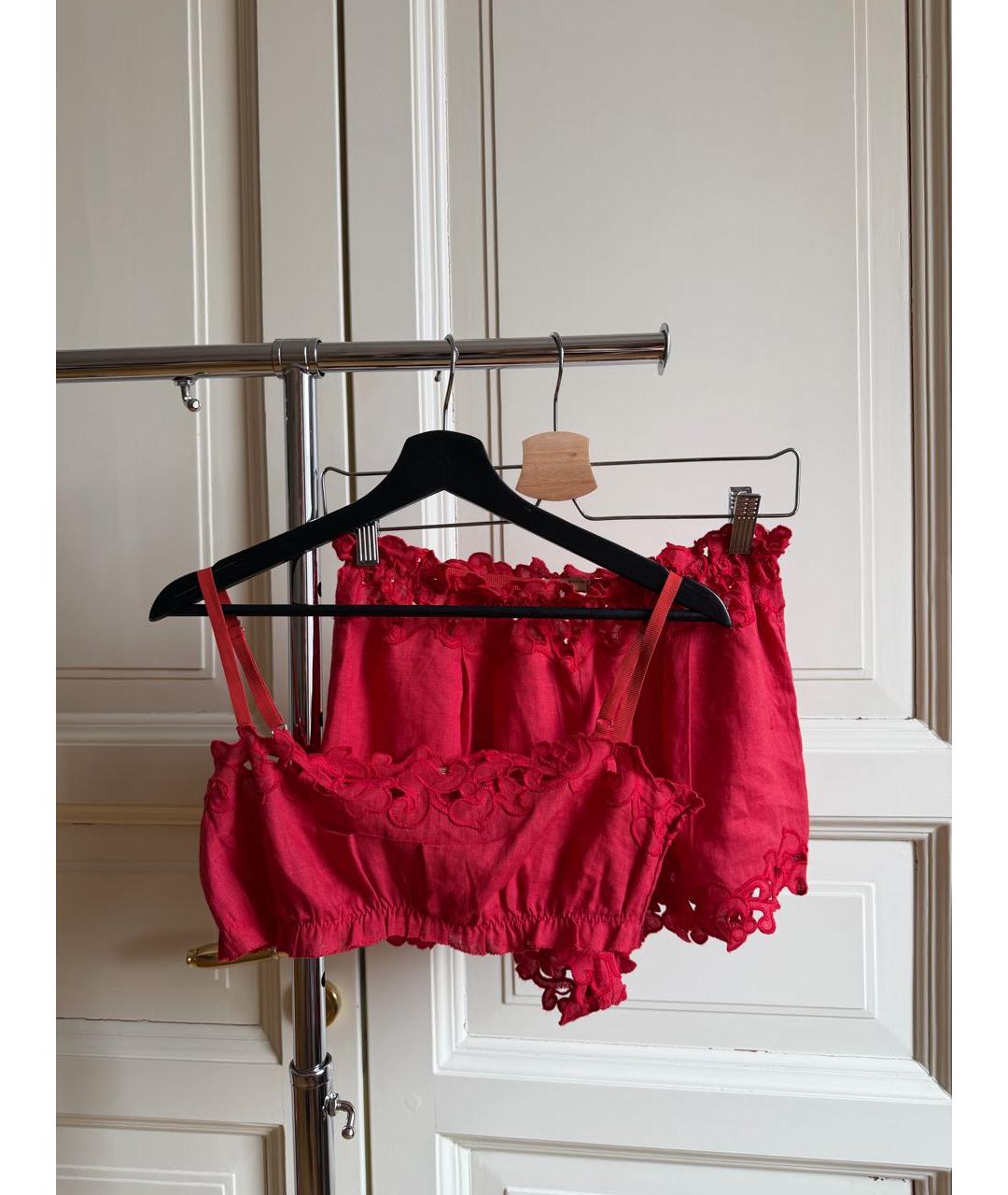 ERMANNO SCERVINO Красный льняной костюм с брюками, фото 7