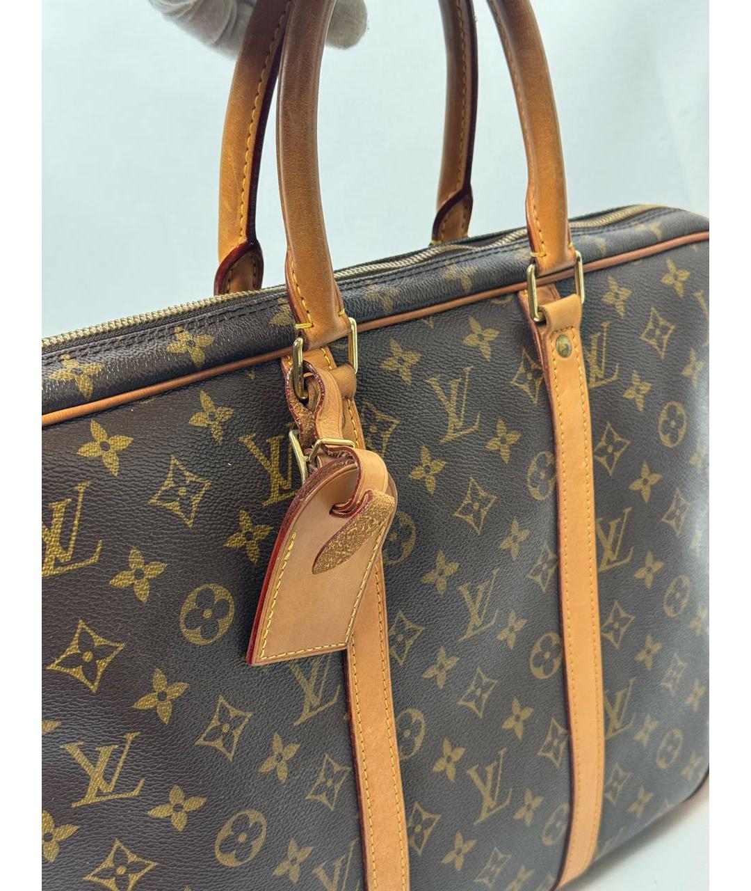 LOUIS VUITTON Коричневый кожаный портфель, фото 6