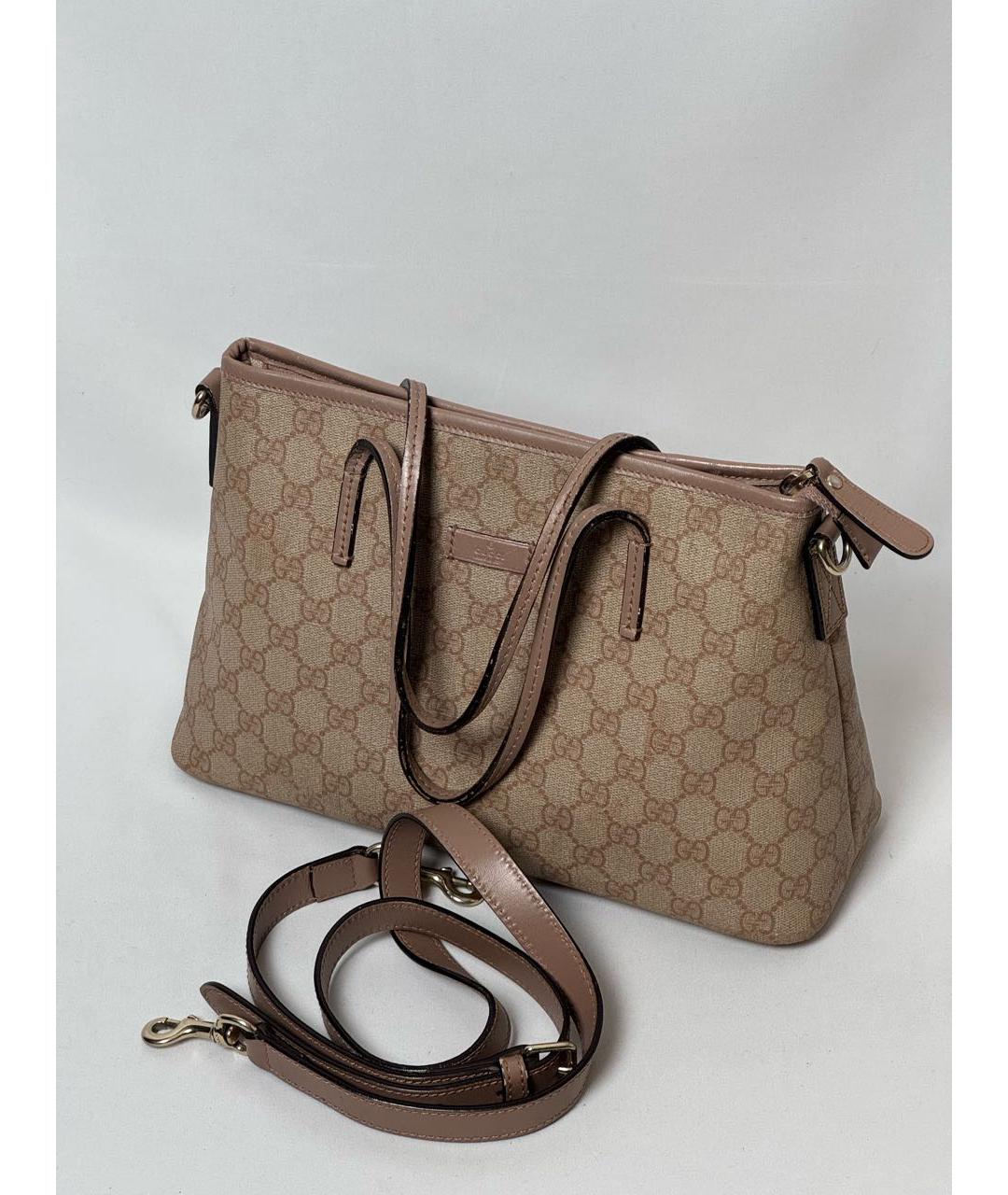 GUCCI Бежевая канва сумка с короткими ручками, фото 5