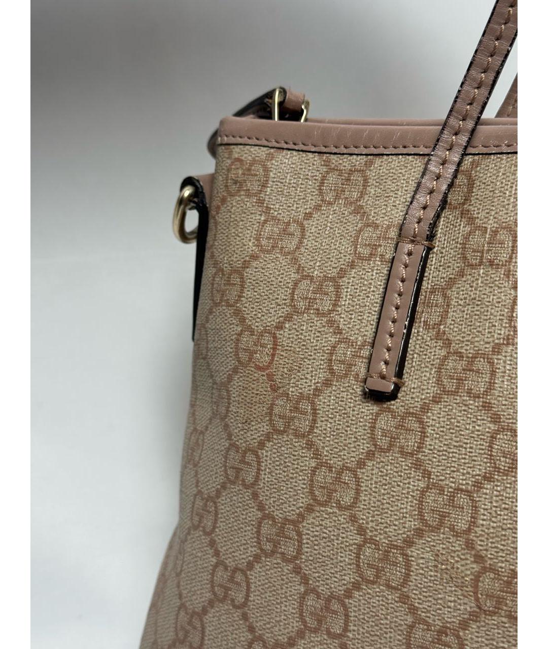 GUCCI Бежевая канва сумка с короткими ручками, фото 7