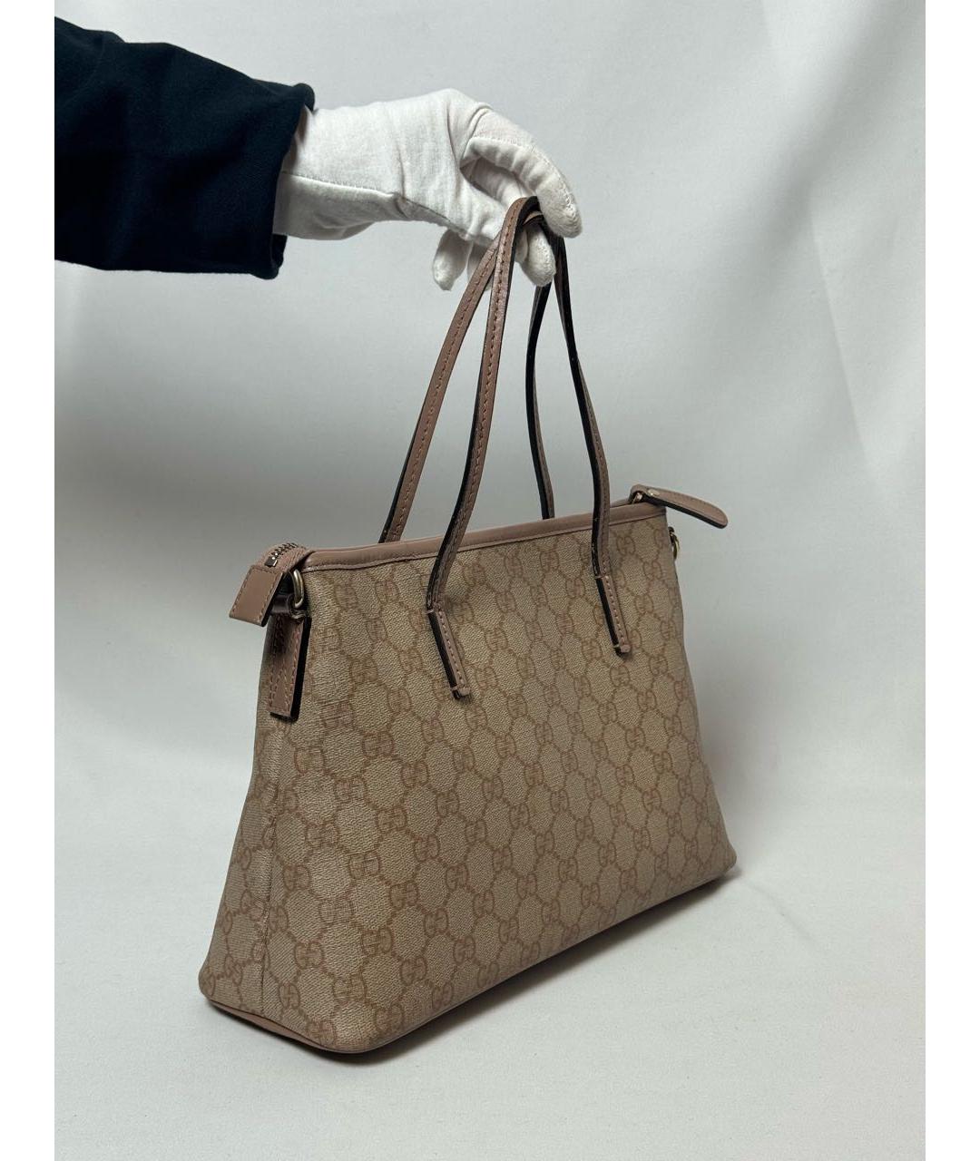 GUCCI Бежевая канва сумка с короткими ручками, фото 3