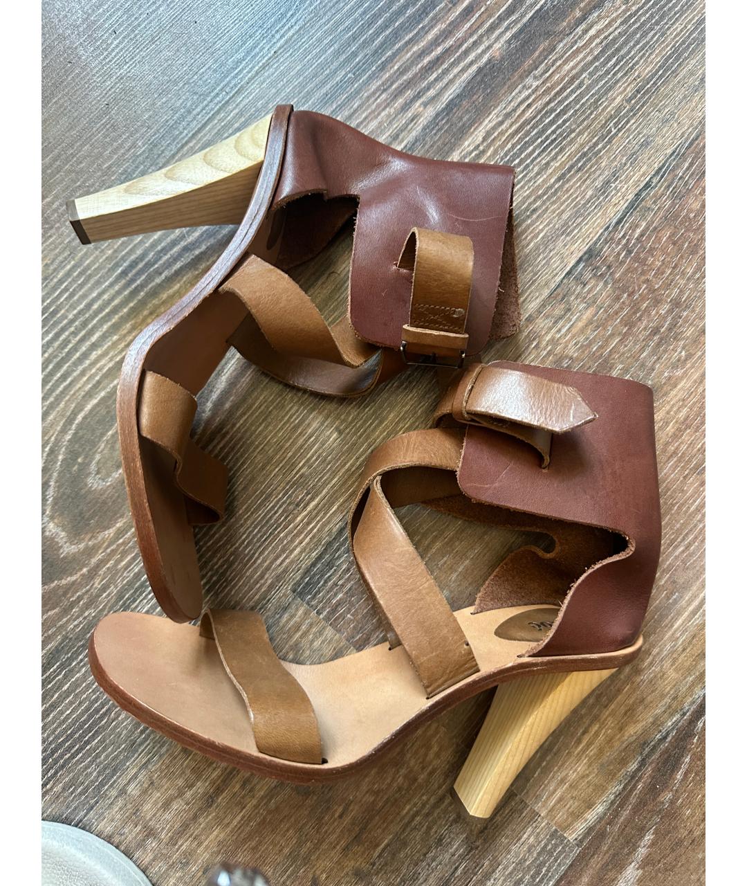 CHLOE Коричневые кожаные босоножки, фото 3