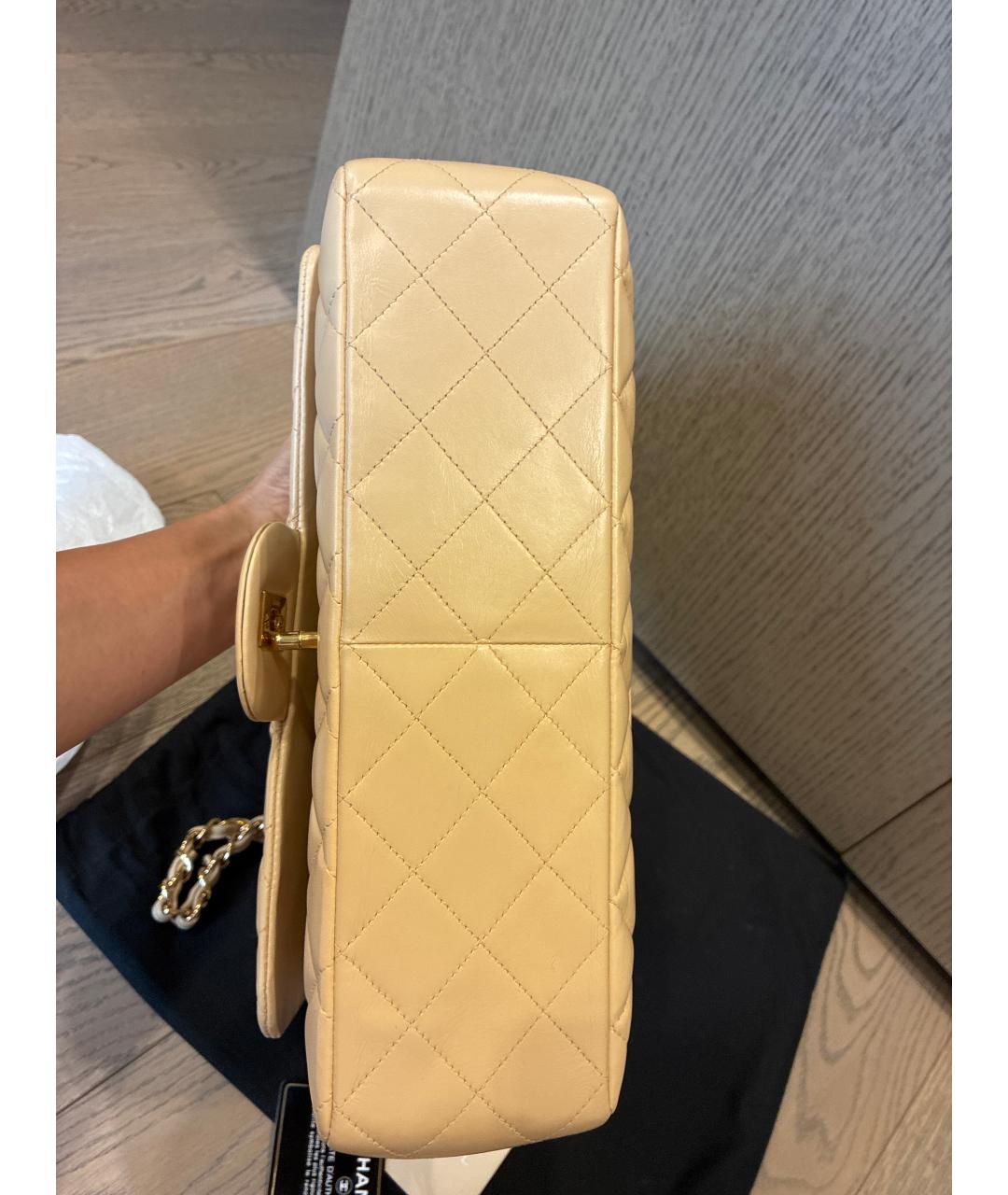 CHANEL Бежевая кожаная сумка тоут, фото 6