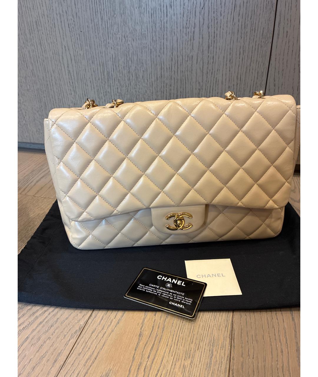 CHANEL Бежевая кожаная сумка тоут, фото 1
