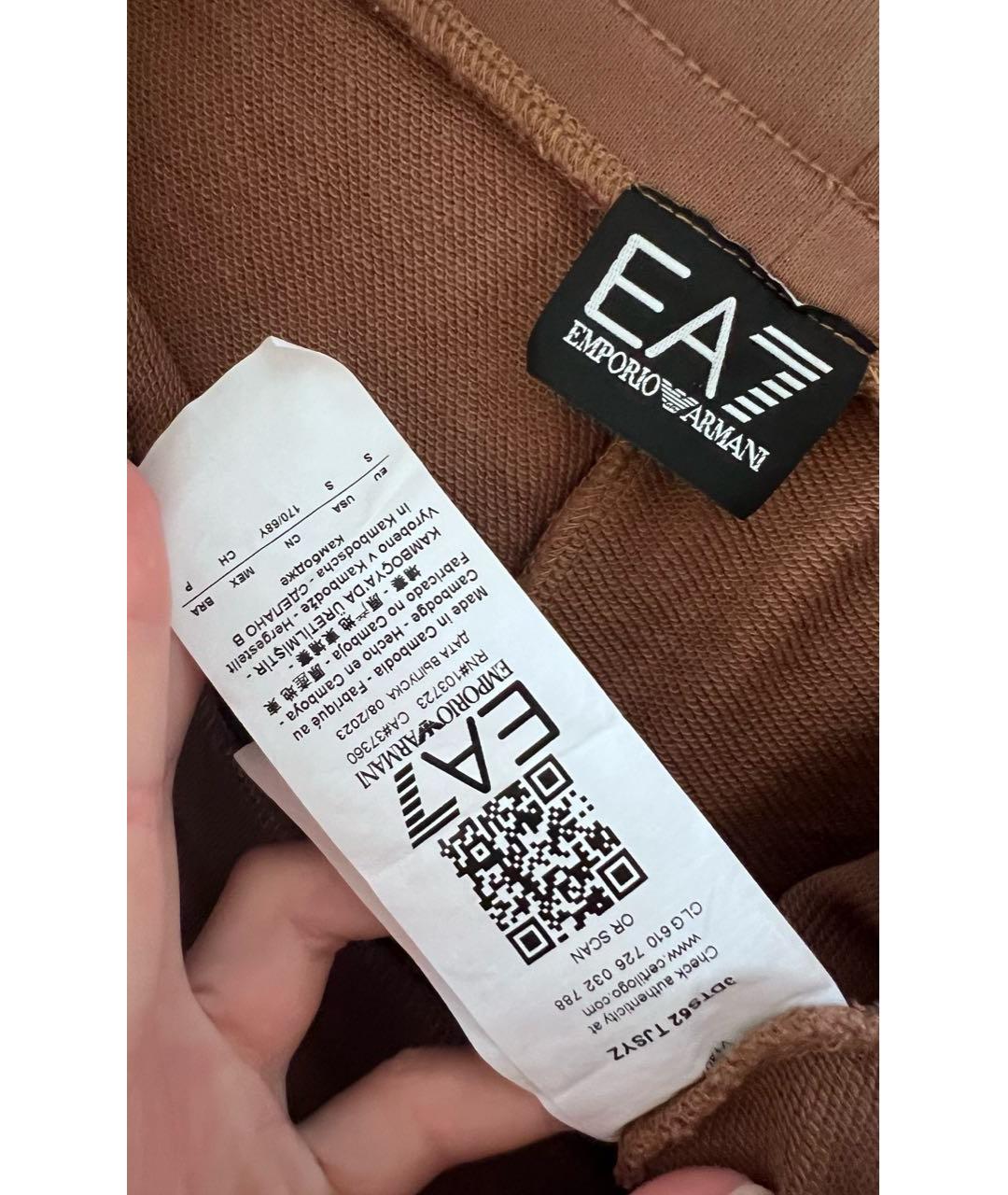 EMPORIO ARMANI Коричневые хлопковые шорты, фото 3