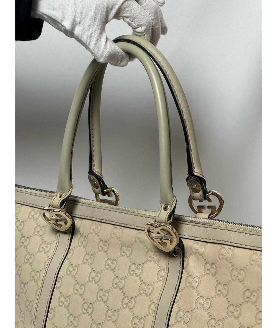 GUCCI Бежевая кожаная сумка тоут, фото 3