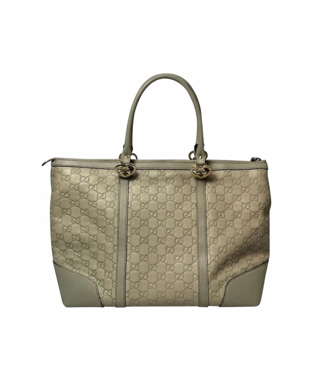 GUCCI Бежевая кожаная сумка тоут, фото 1