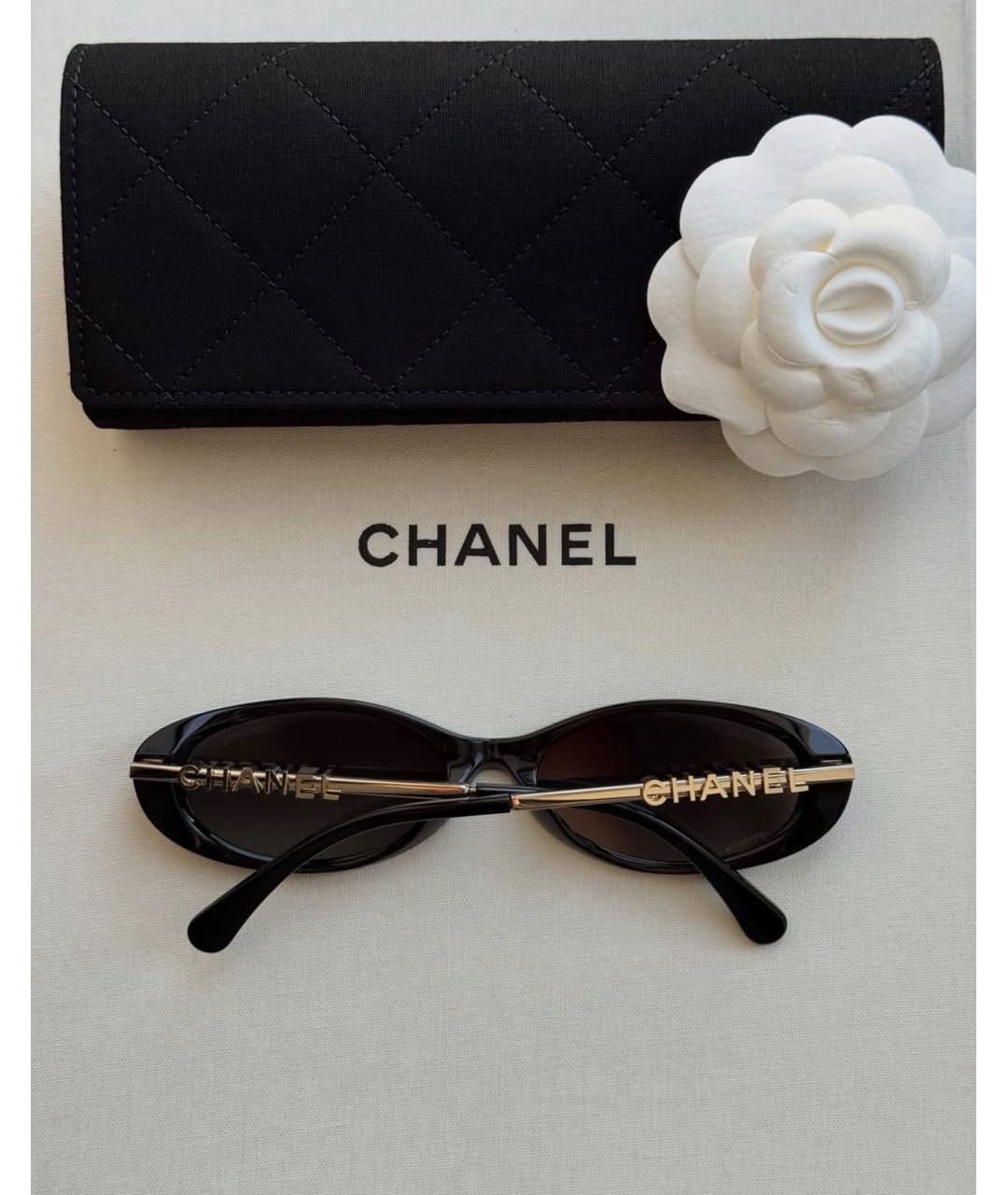 CHANEL Черные пластиковые солнцезащитные очки, фото 3