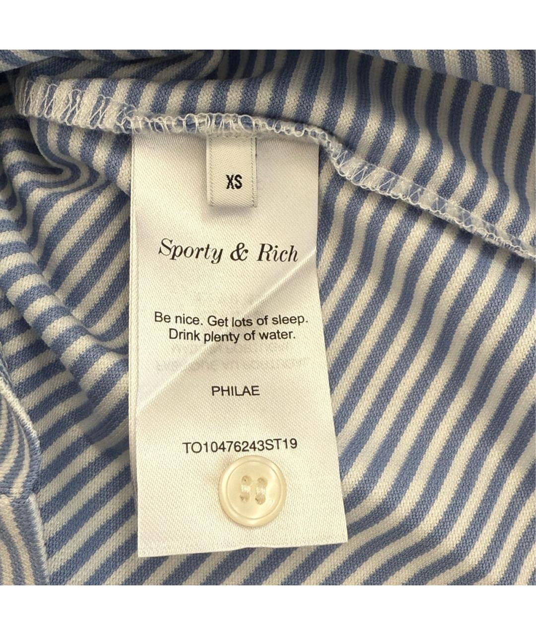 SPORTY AND RICH Голубая хлопковая футболка, фото 4