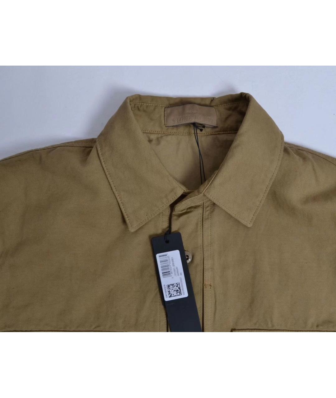 STONE ISLAND Бежевая хлопковая кэжуал рубашка, фото 3