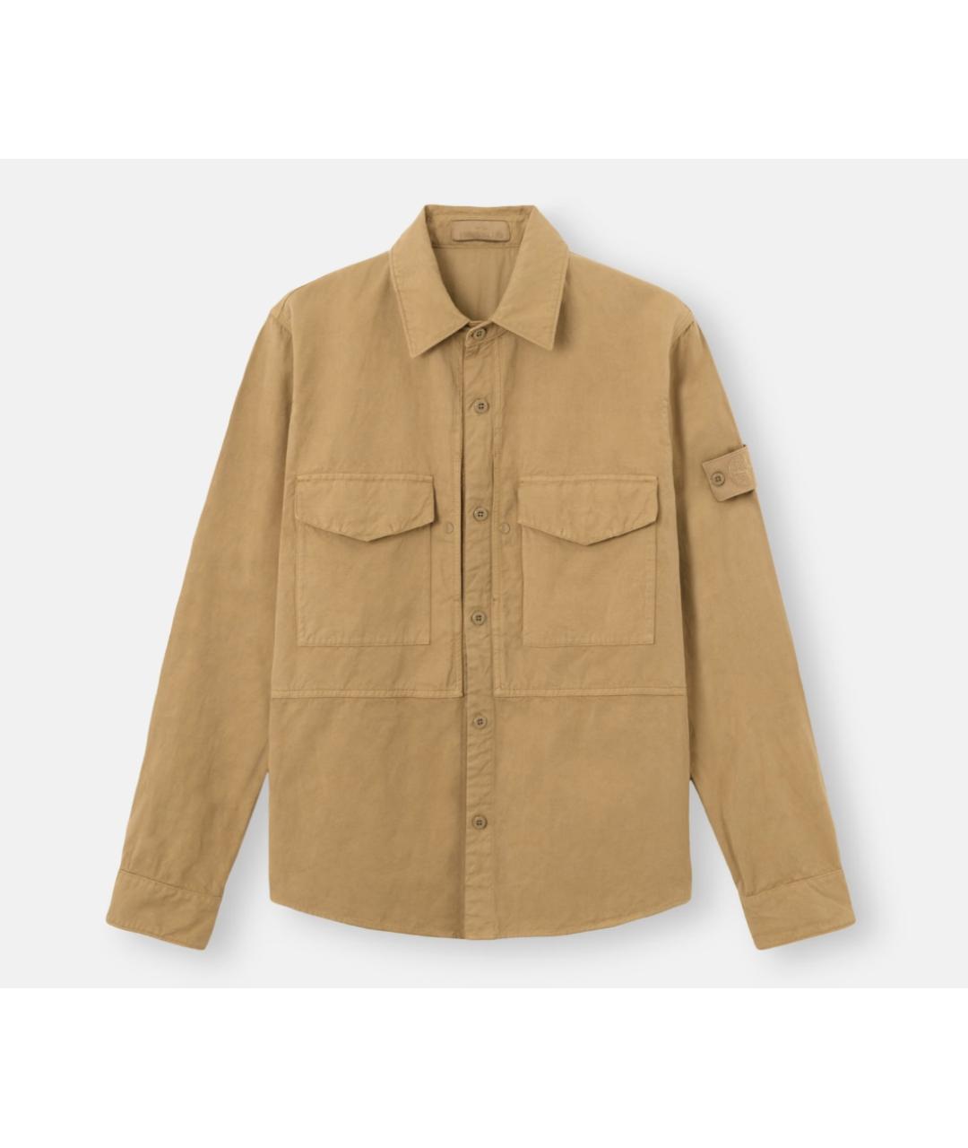 STONE ISLAND Бежевая хлопковая кэжуал рубашка, фото 5