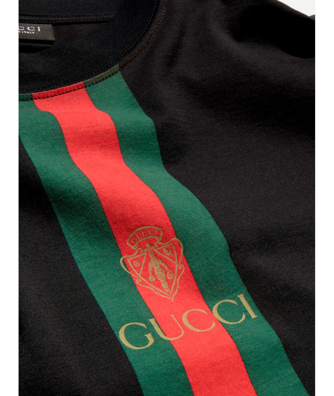 GUCCI Черная хлопковая футболка, фото 2